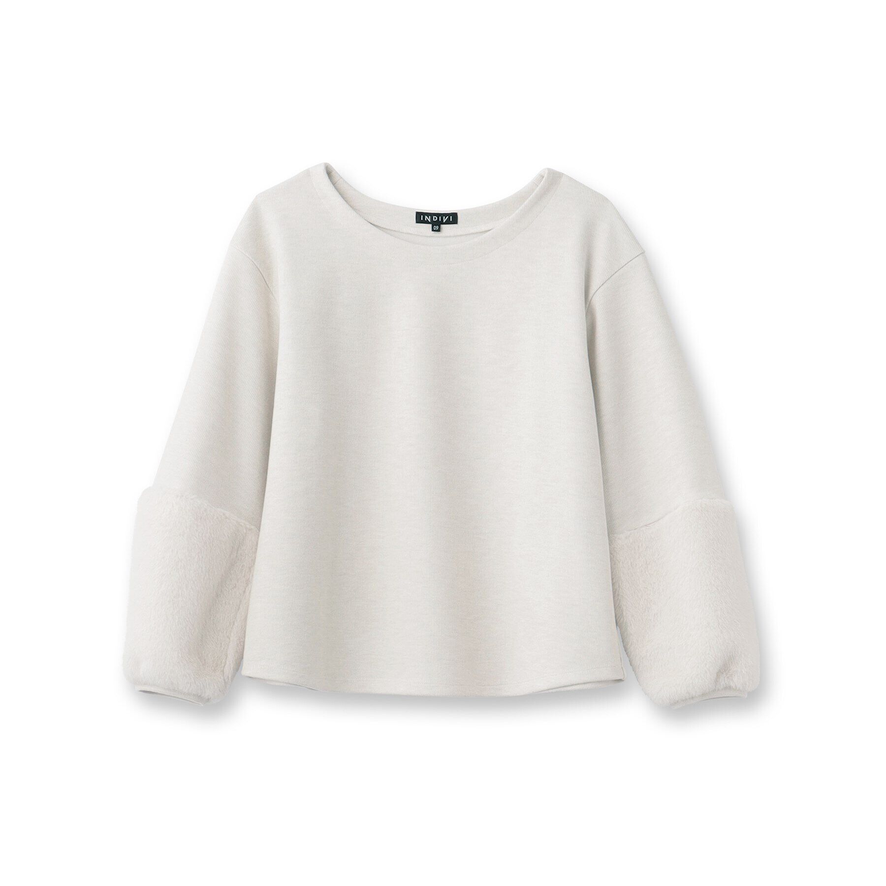 INDIVI「【洗える／UVケア／SETUP可能】メランジ調フェイクファー切り替えトップス」|Tシャツ・カットソー|