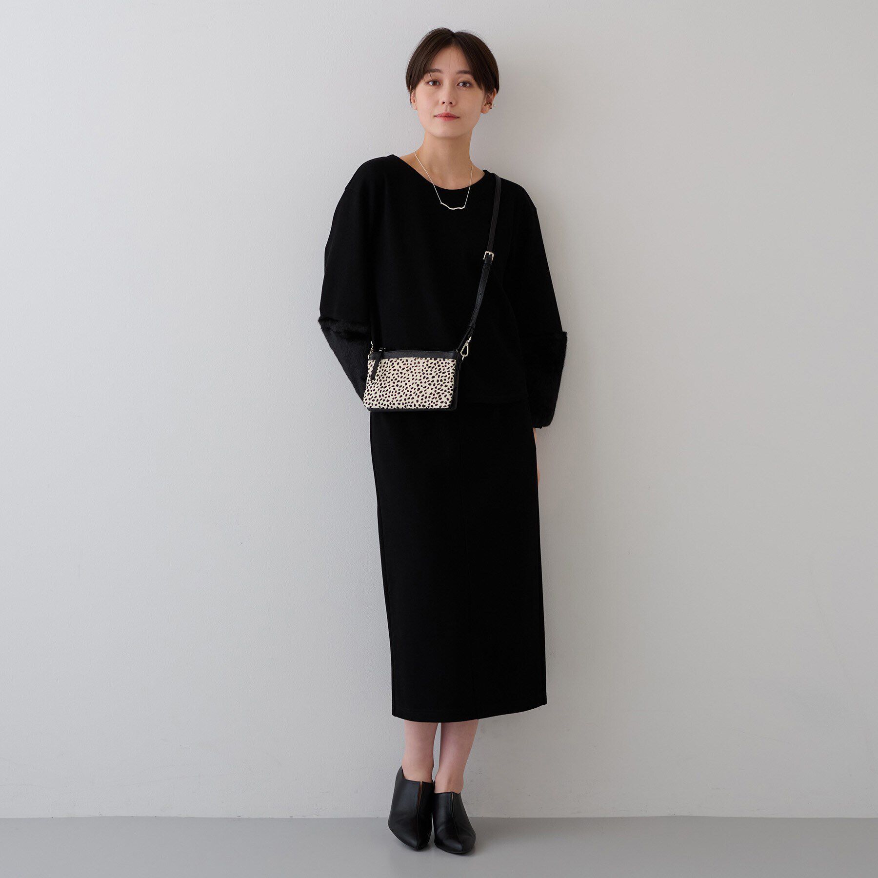 INDIVI「【洗える／UVケア／SETUP可能】メランジ調フェイクファー切り替えトップス」|Tシャツ・カットソー|