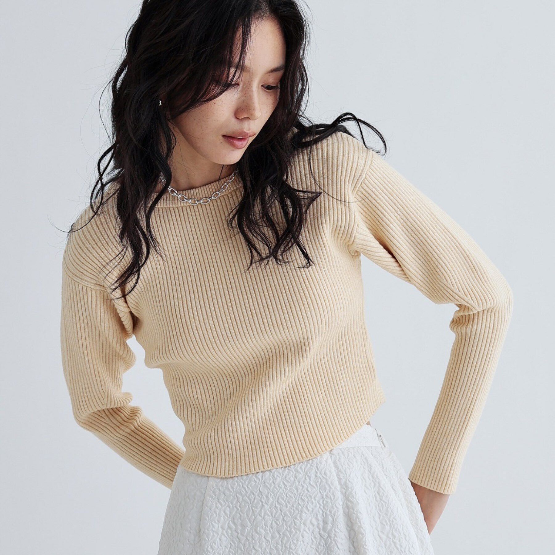 GALLEST「クルーネックコンパクトニット」|ニット・セーター|ライトイエロー(03