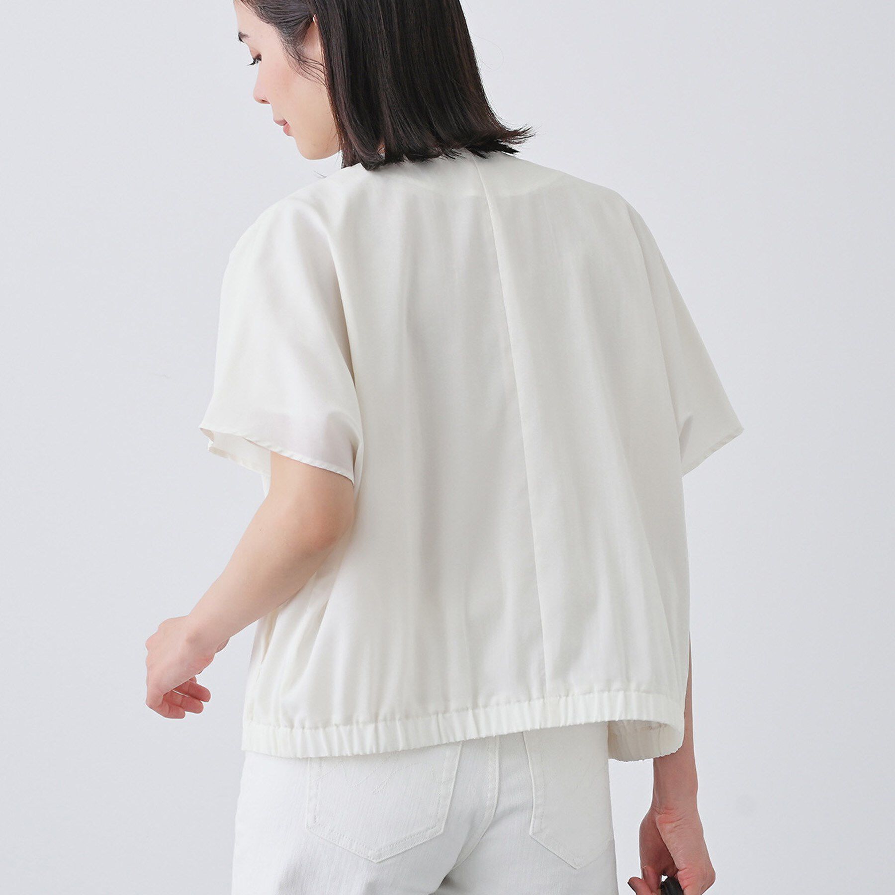 INDIVI「【通気性◎撥水／UVケア】フレンチスリーブ ブラウスライクジャケット」|テーラードジャケット|