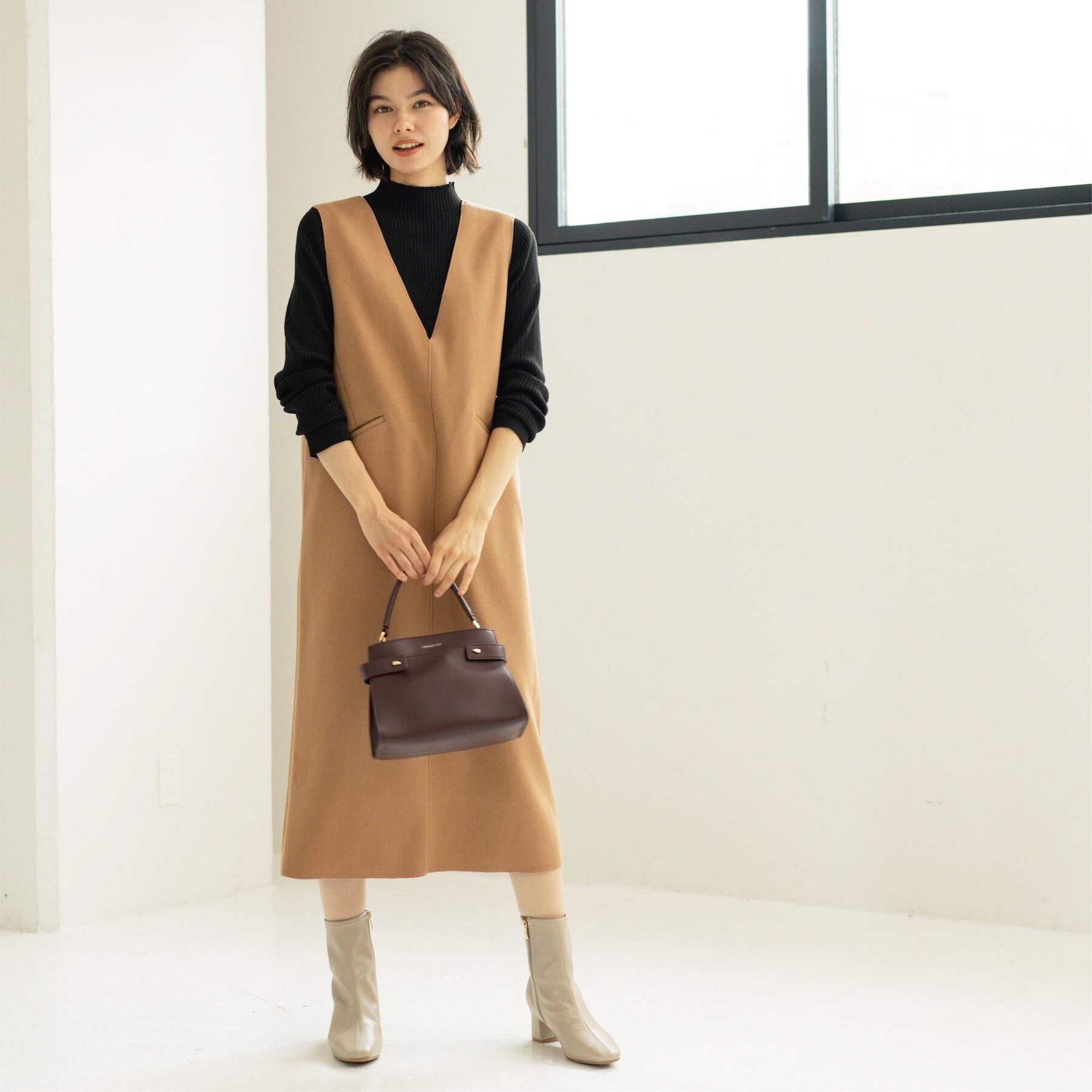 OPAQUE.CLIP「ウールライクジャンパードレス【洗濯機洗い可】」|ワンピース|