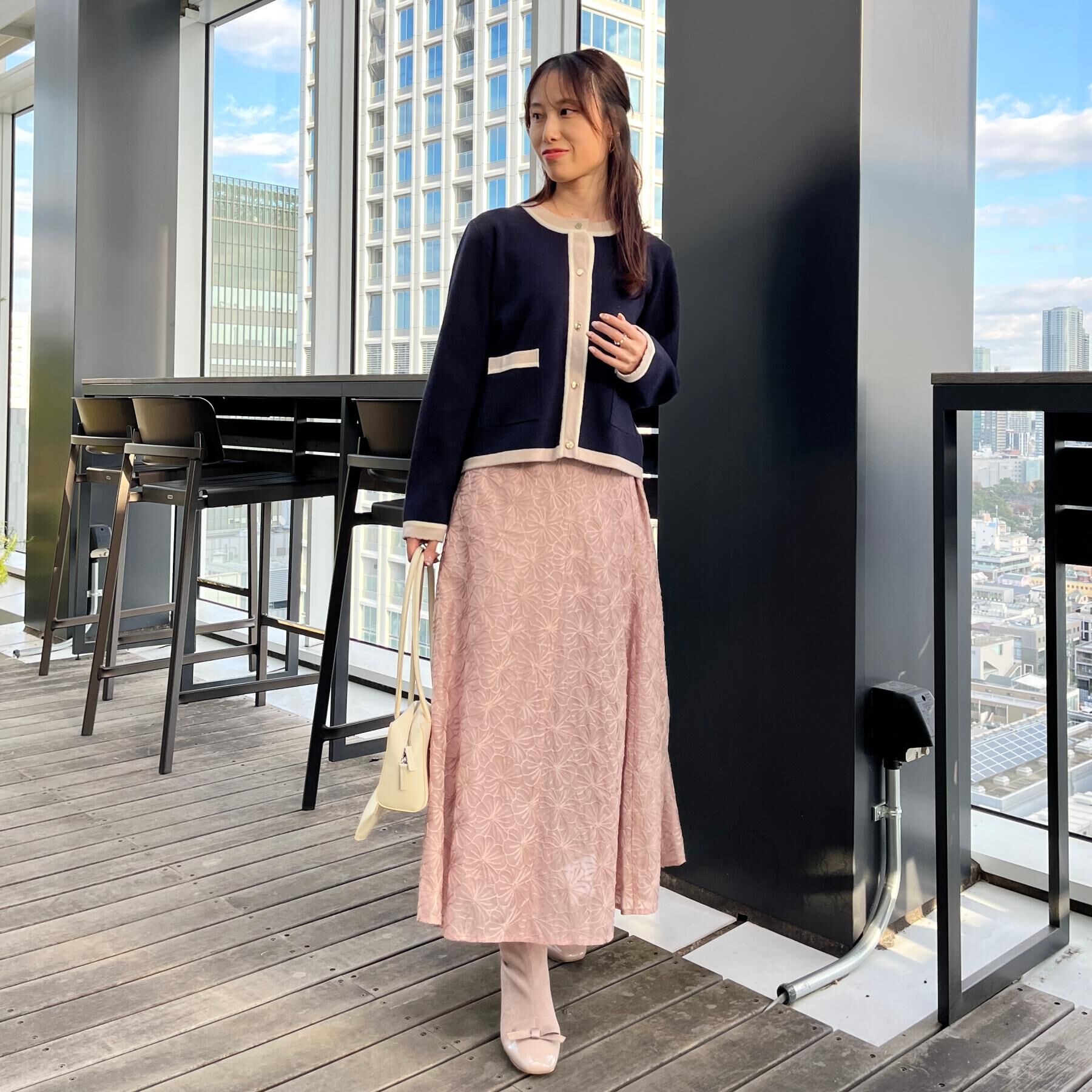 Couture broach「【通勤・着映え】配色 総針カーディ」|カーディガン|