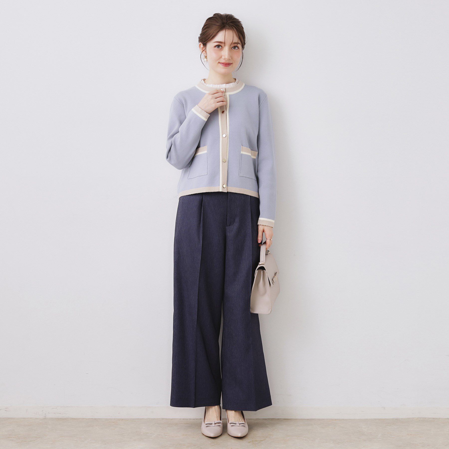 Couture broach「【通勤・着映え】配色 総針カーディ」|カーディガン|
