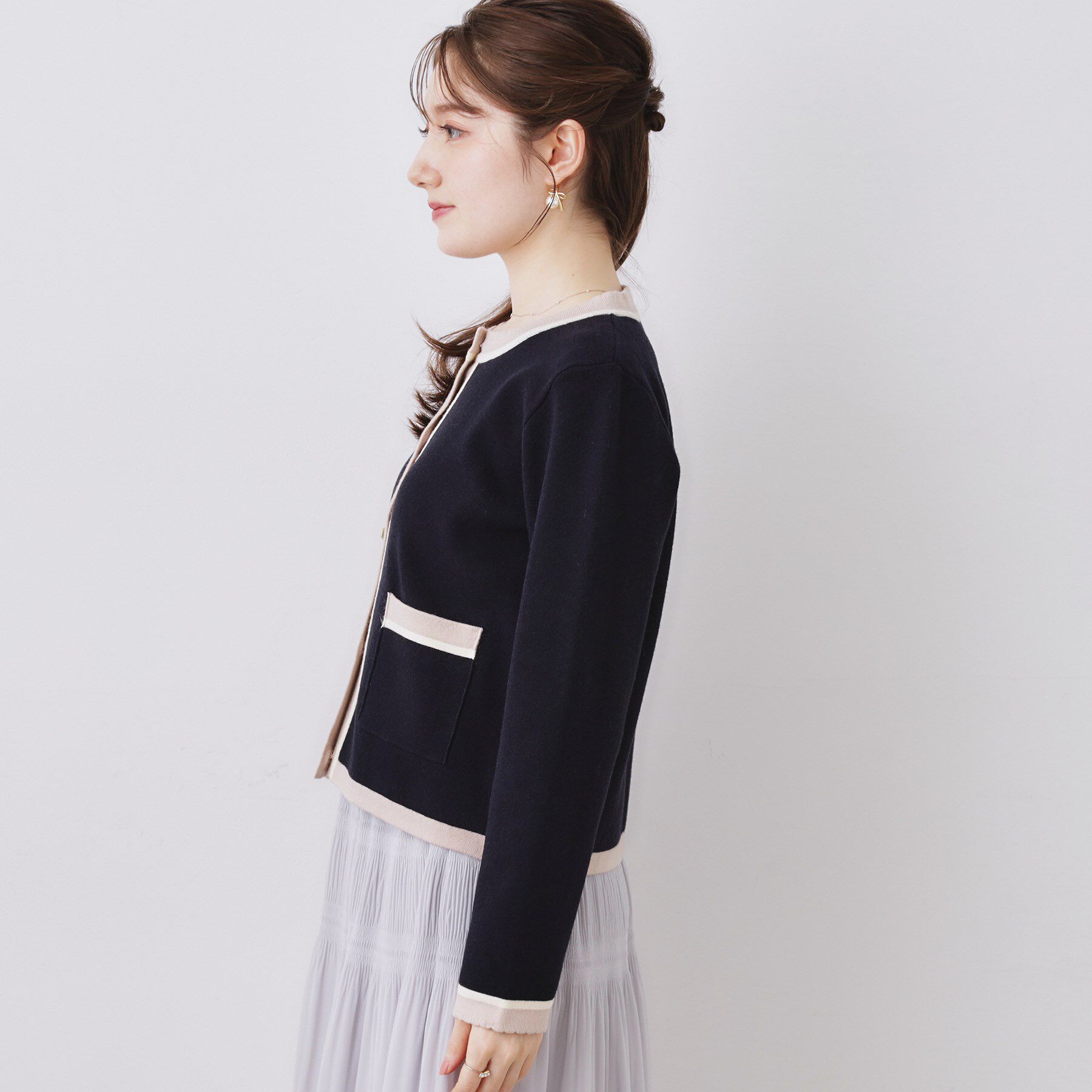 Couture broach「【通勤・着映え】配色 総針カーディ」|カーディガン|