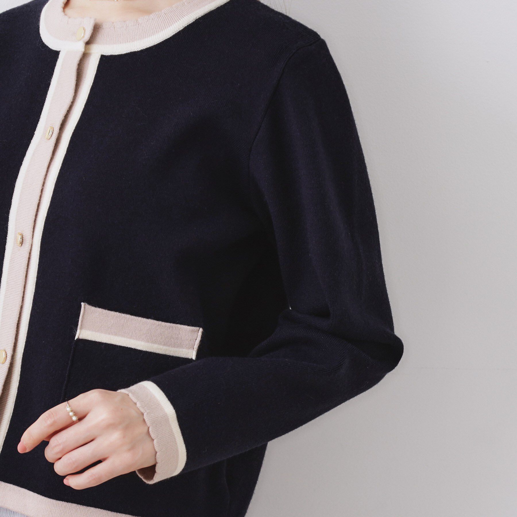 Couture broach「【通勤・着映え】配色 総針カーディ」|カーディガン|