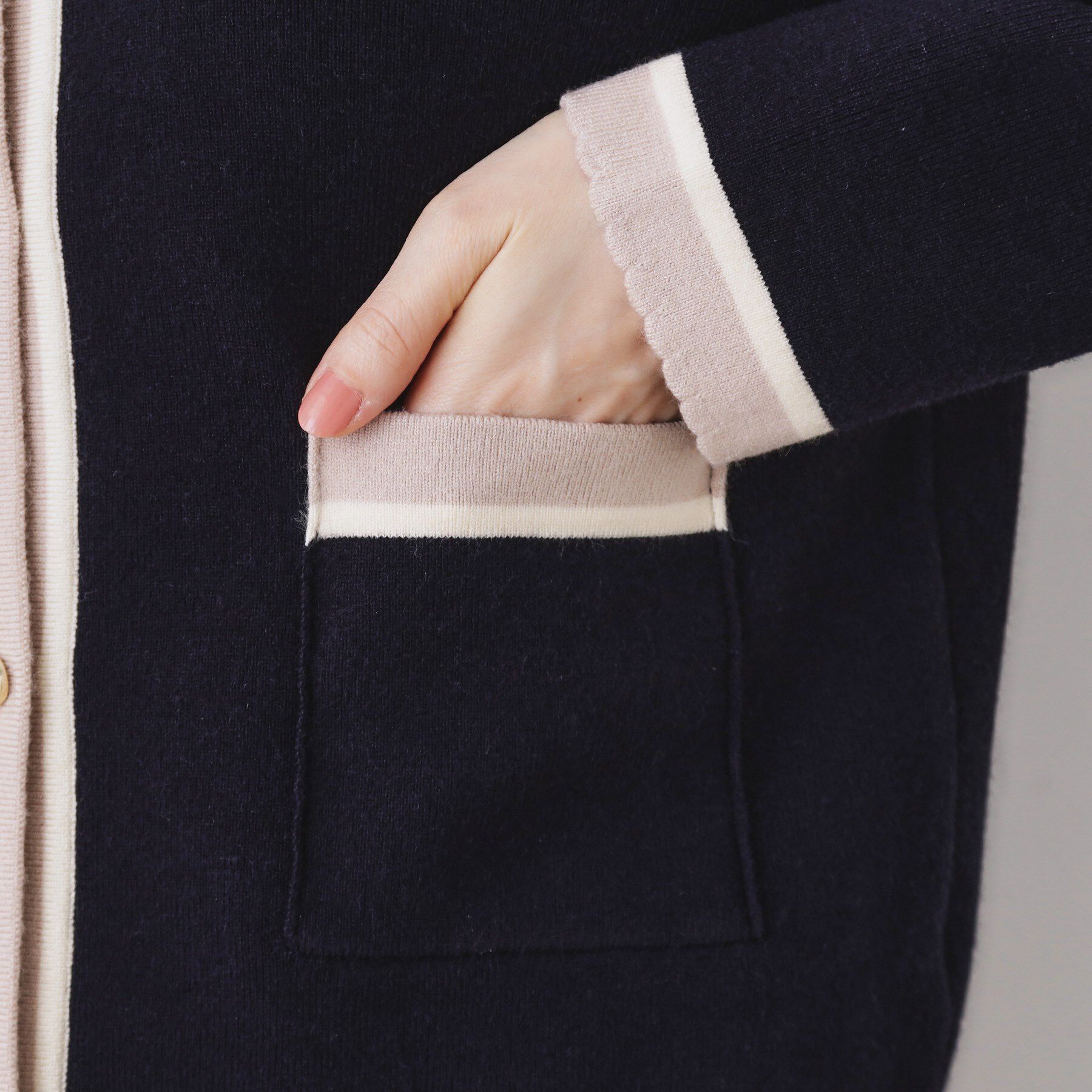 Couture broach「【通勤・着映え】配色 総針カーディ」|カーディガン|