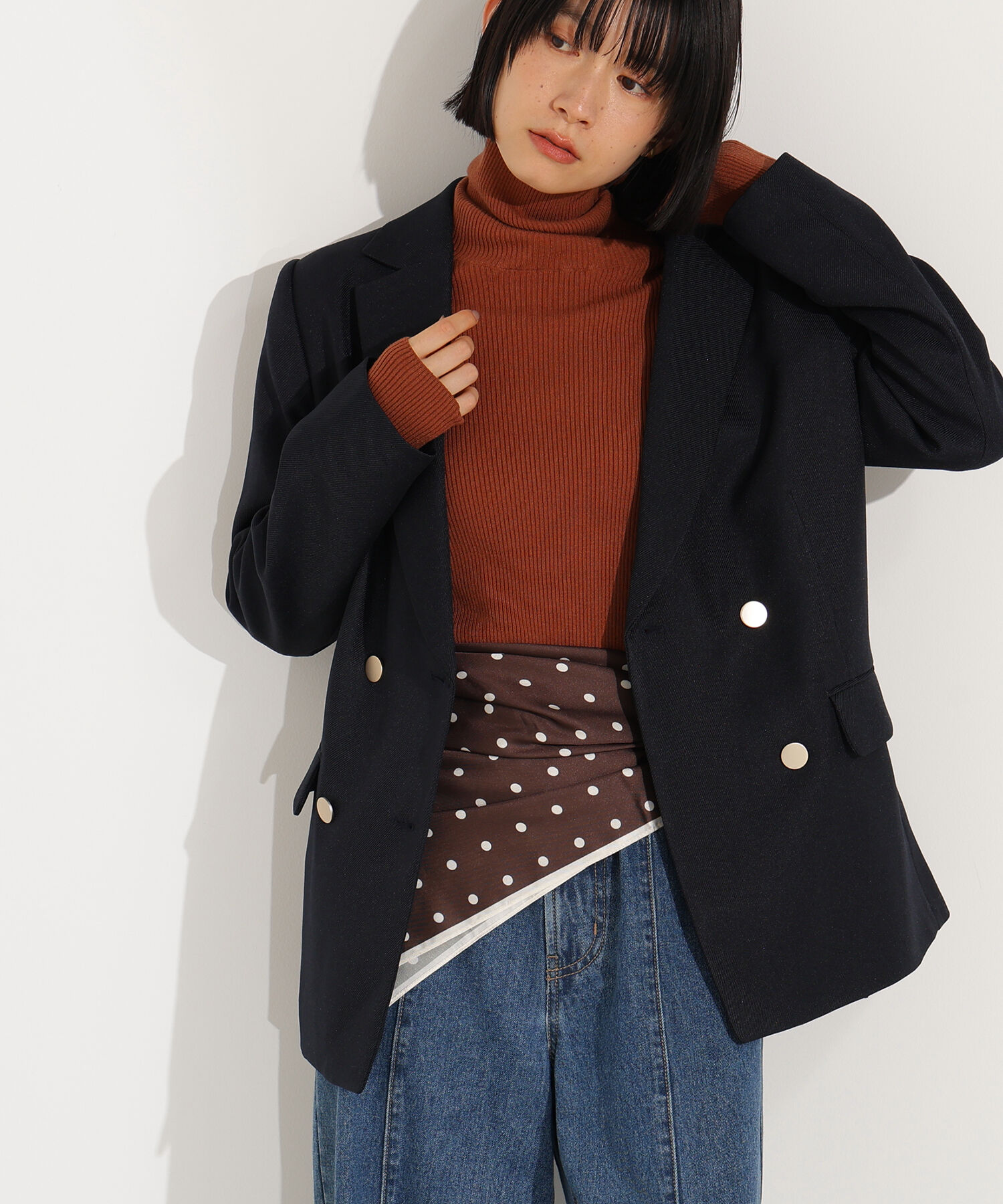  「ダブルブレストテーラードジャケット」|その他|ネイビー