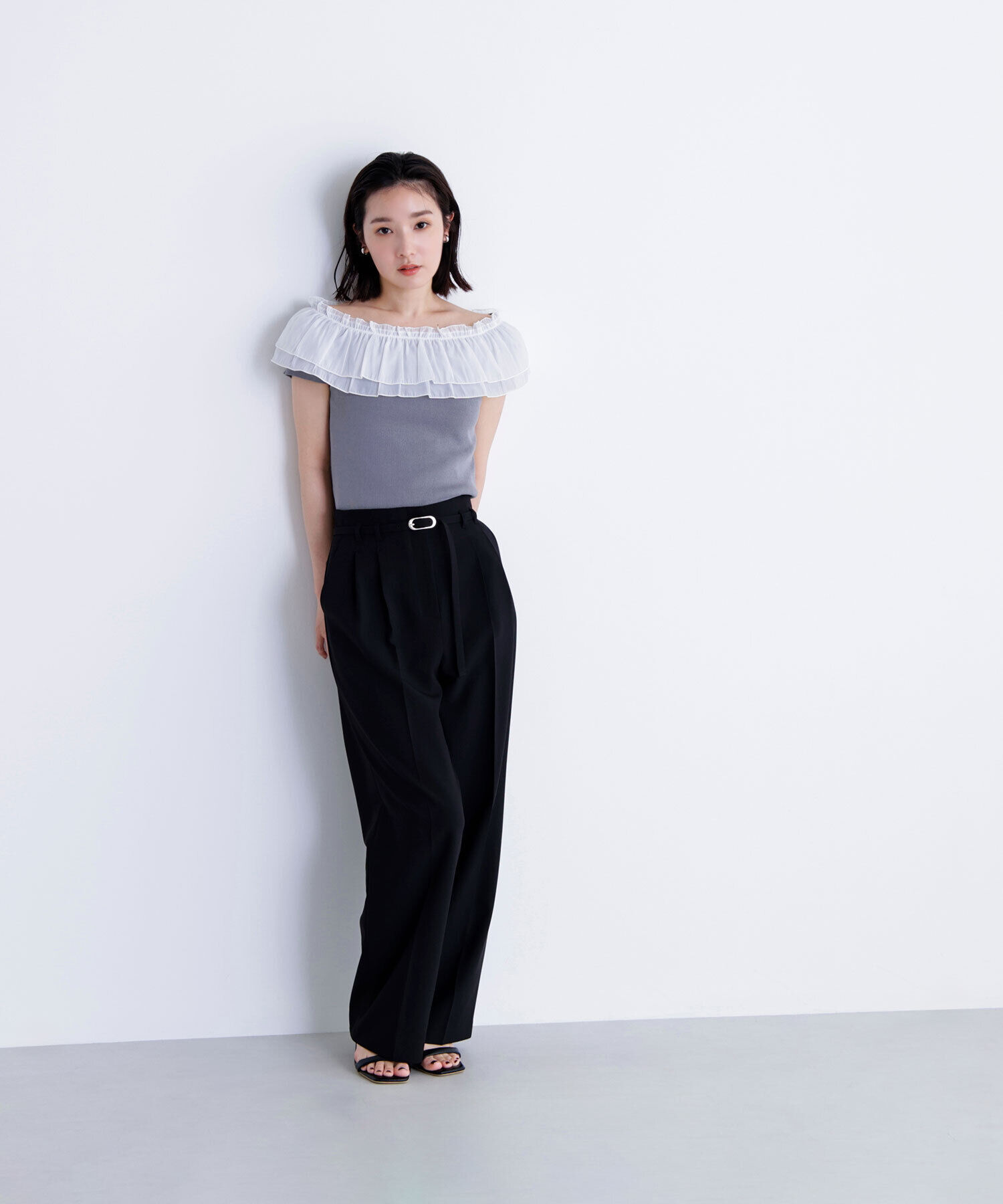  「オフショルフリルリボンニット」|ニット・セーター|