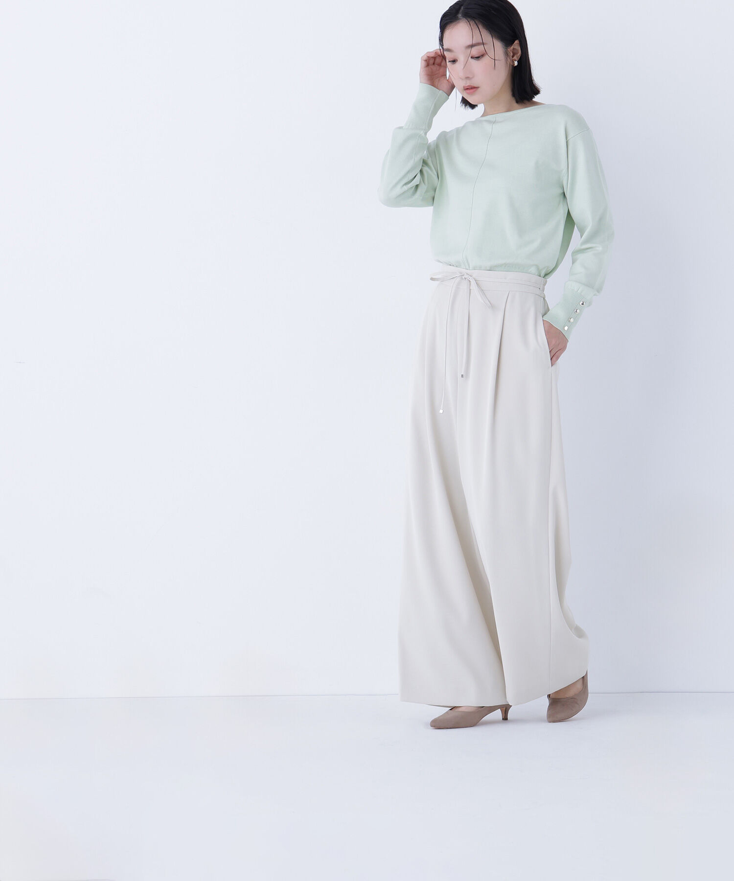  「ナローリボンイージーワイドパンツ」|その他|