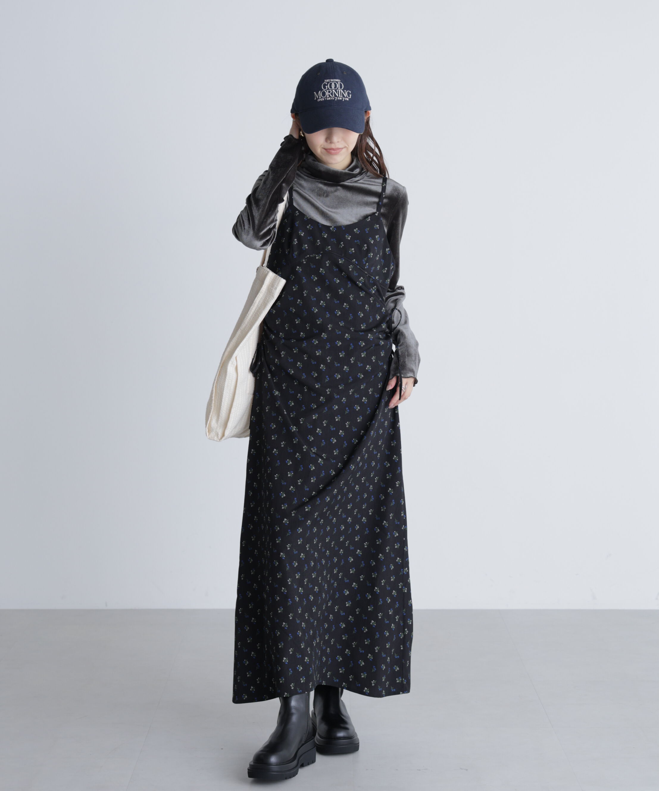  「小花柄ドロストキャミワンピース」|ワンピース|