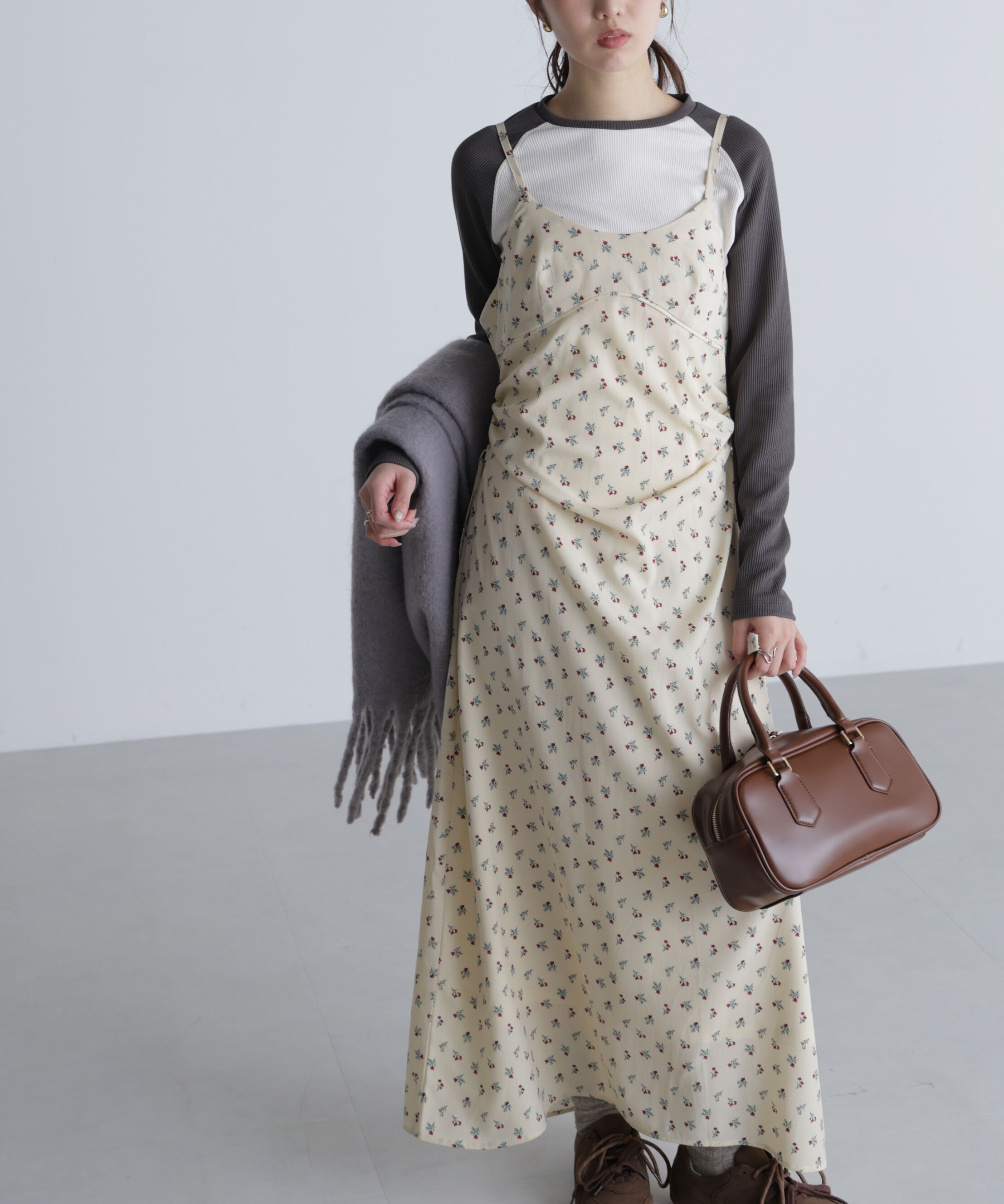  「小花柄ドロストキャミワンピース」|ワンピース|