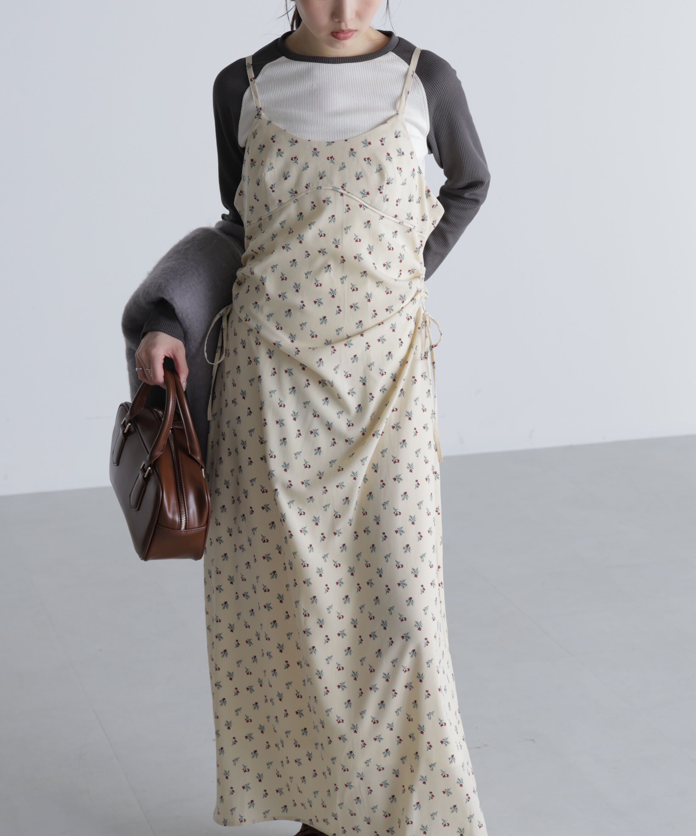  「小花柄ドロストキャミワンピース」|ワンピース|