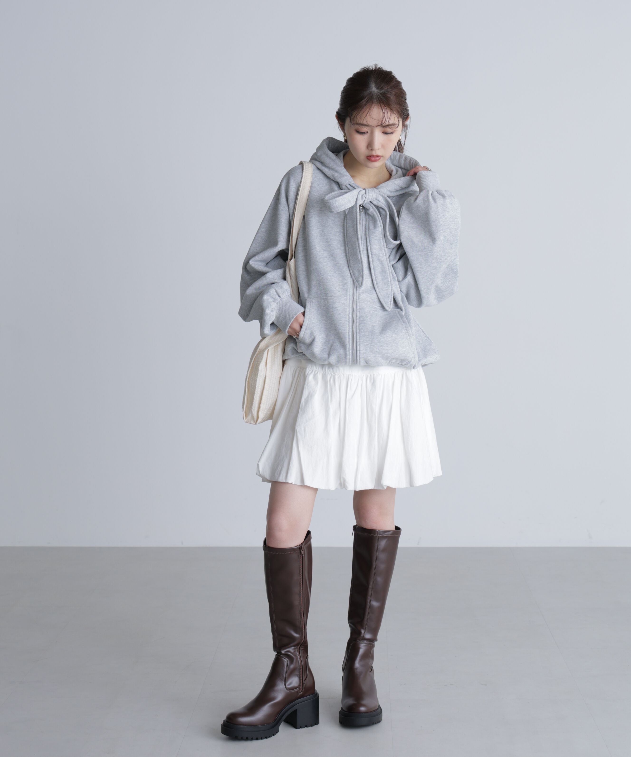  「起毛ビッグリボンジップパーカー」|Tシャツ・カットソー|