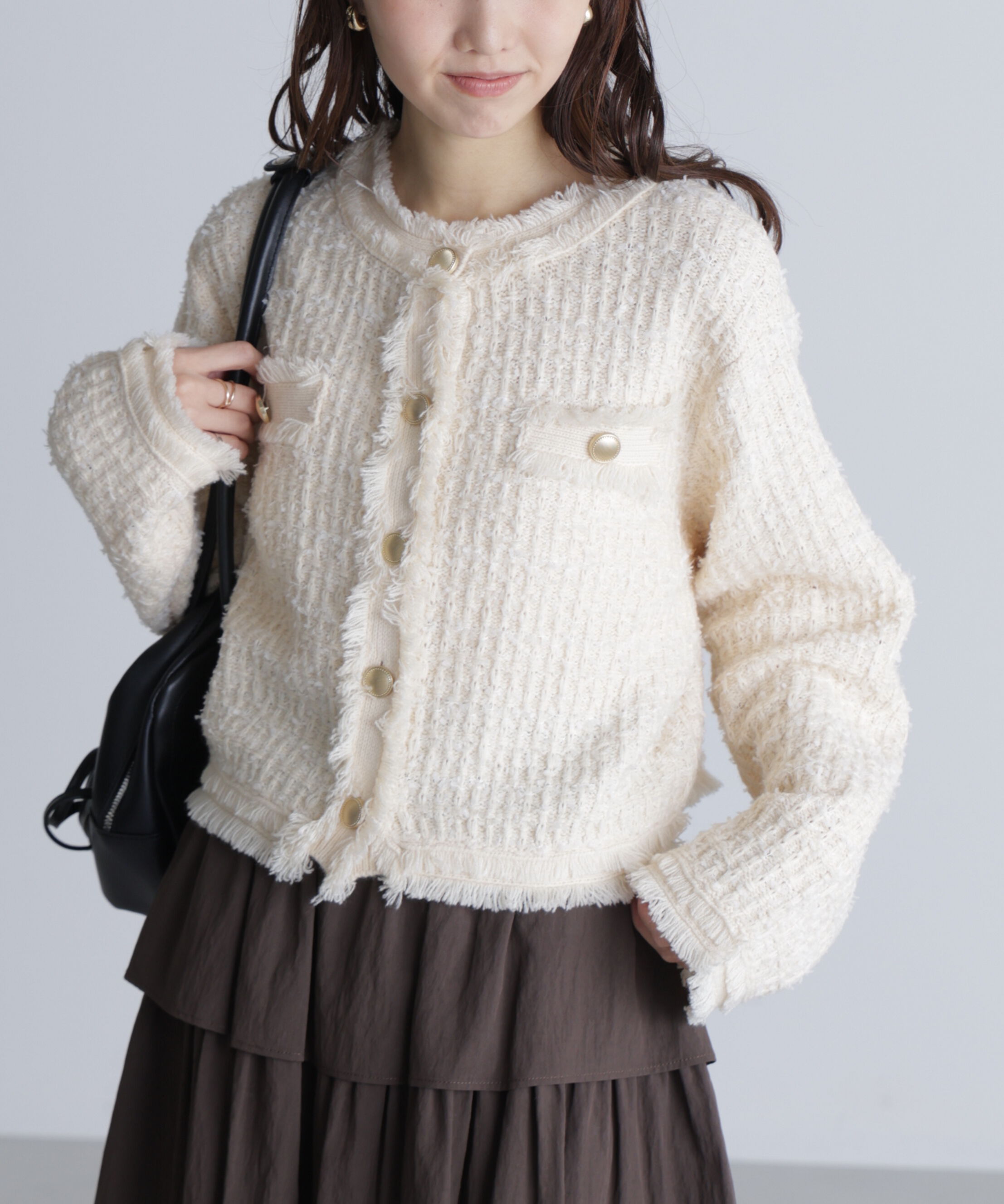  「ツィードニットカーディガン」|ニット・セーター|オフ