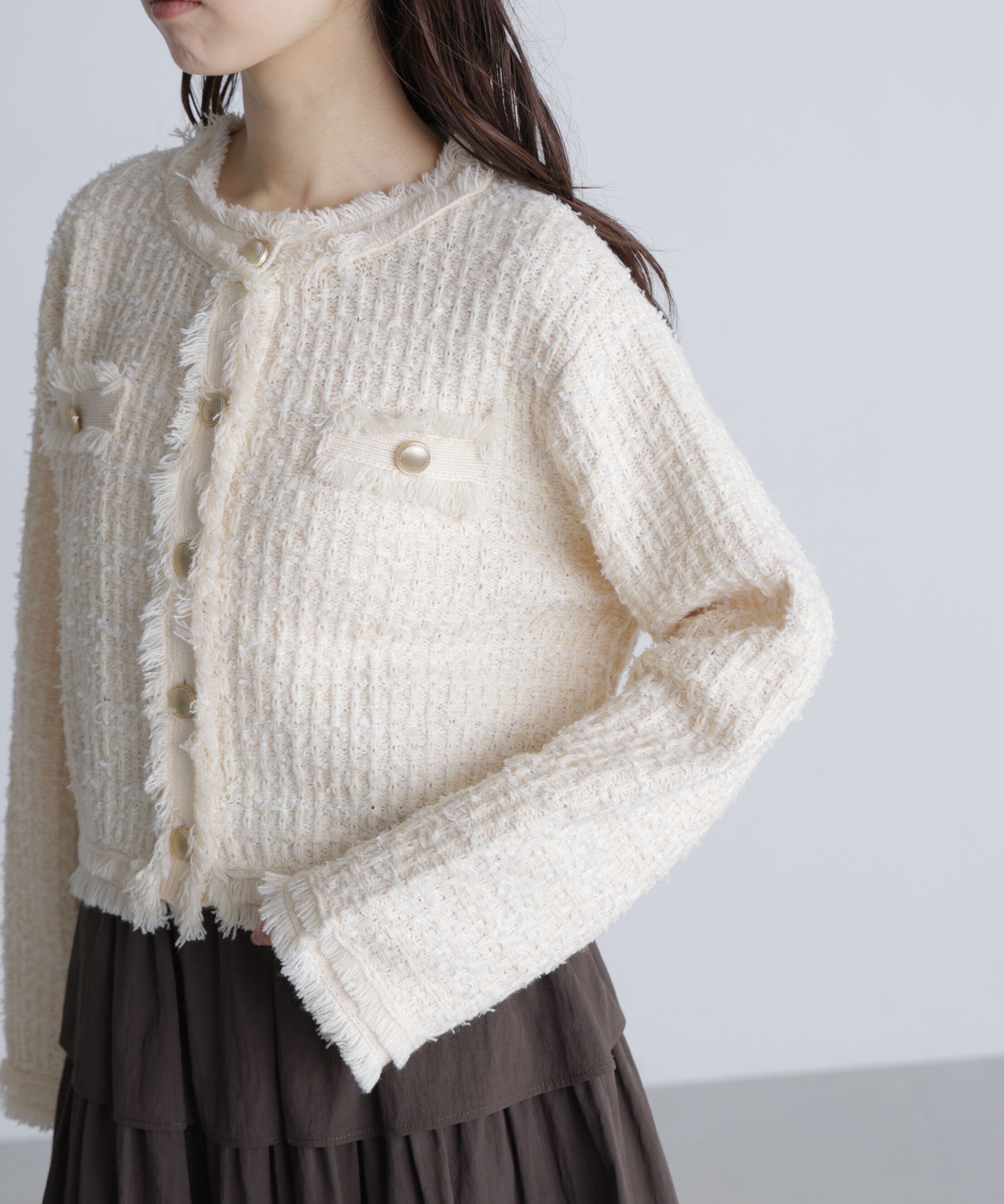  「ツィードニットカーディガン」|ニット・セーター|