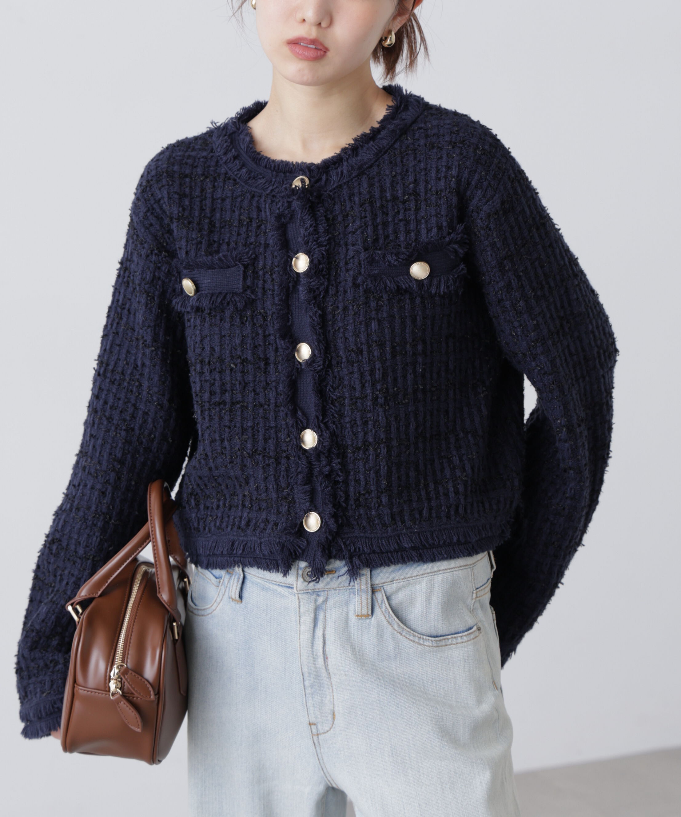  「ツィードニットカーディガン」|ニット・セーター|