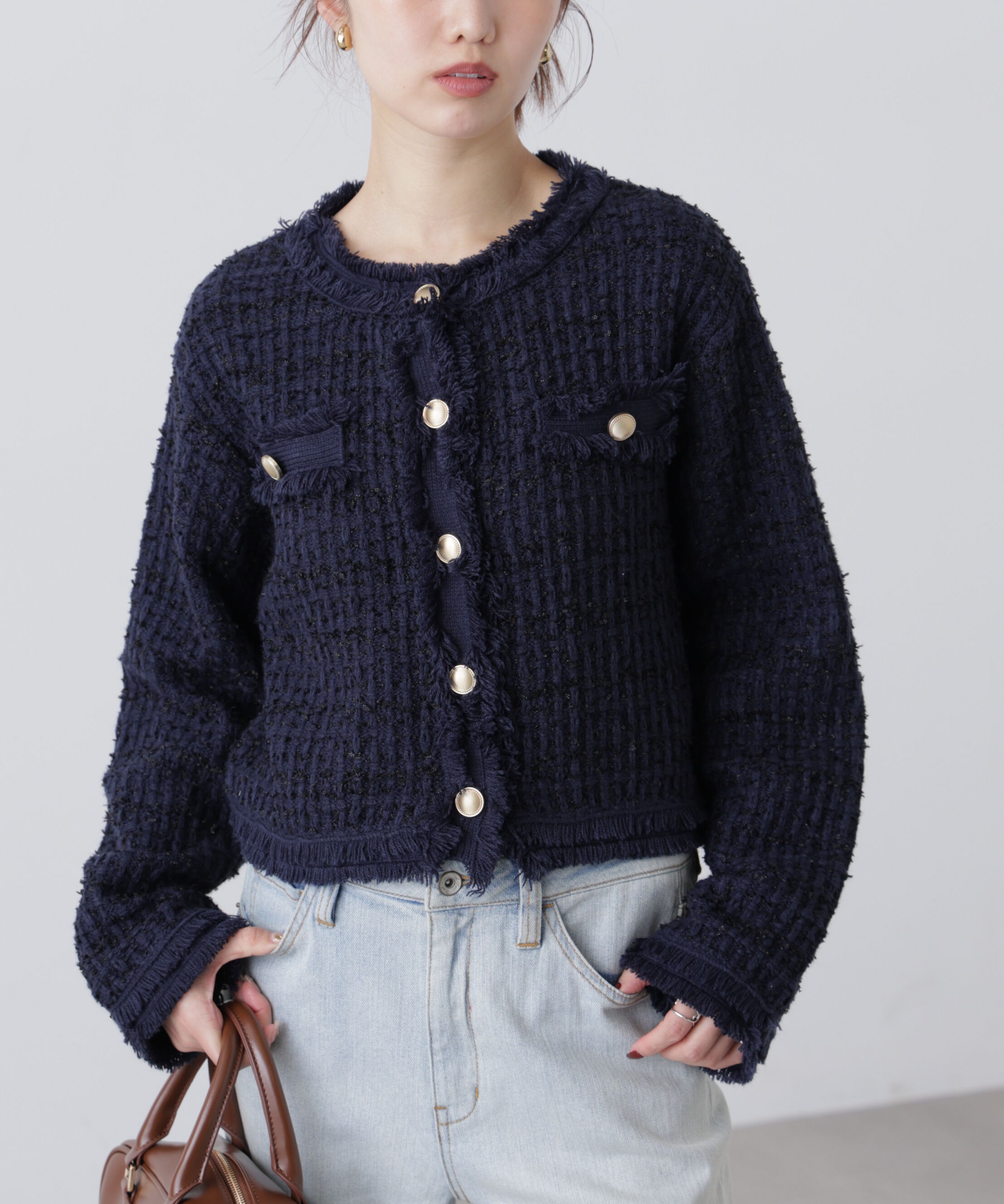  「ツィードニットカーディガン」|ニット・セーター|