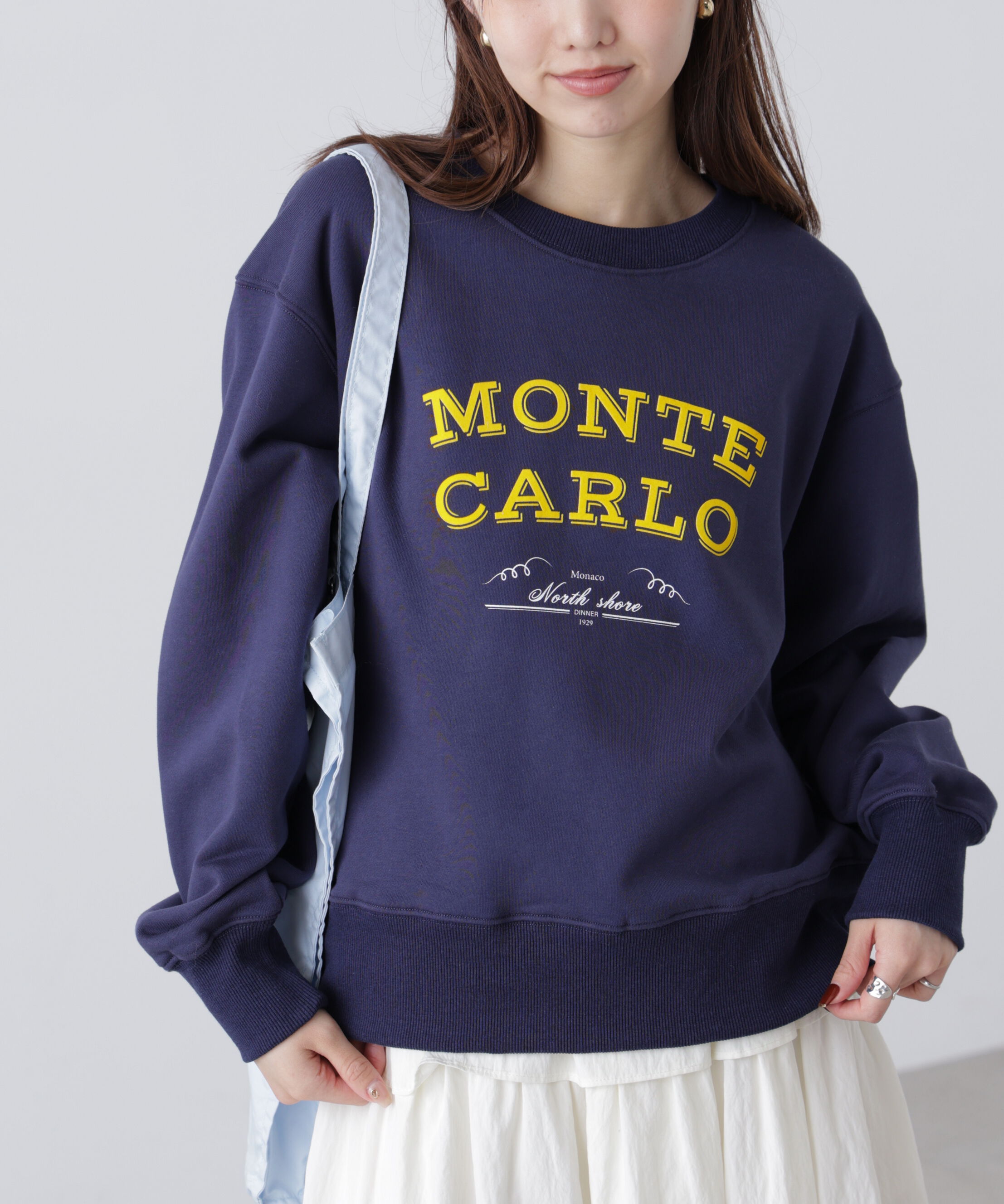  「フロッキーロゴ刺繍スウェット」|Tシャツ・カットソー|ネイビー