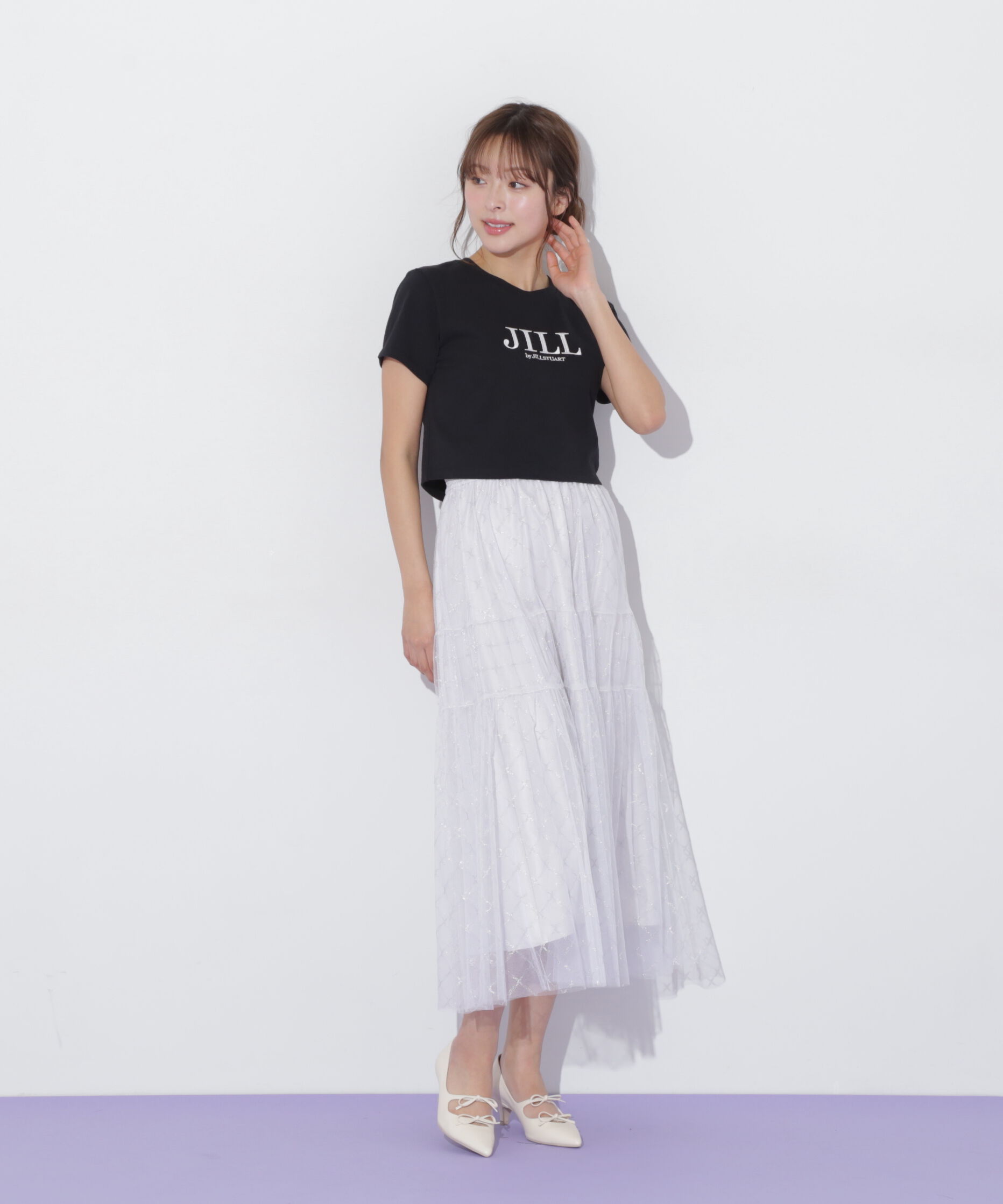  「ショート丈刺繍ロゴTシャツオーガニックコットン」|Tシャツ・カットソー|