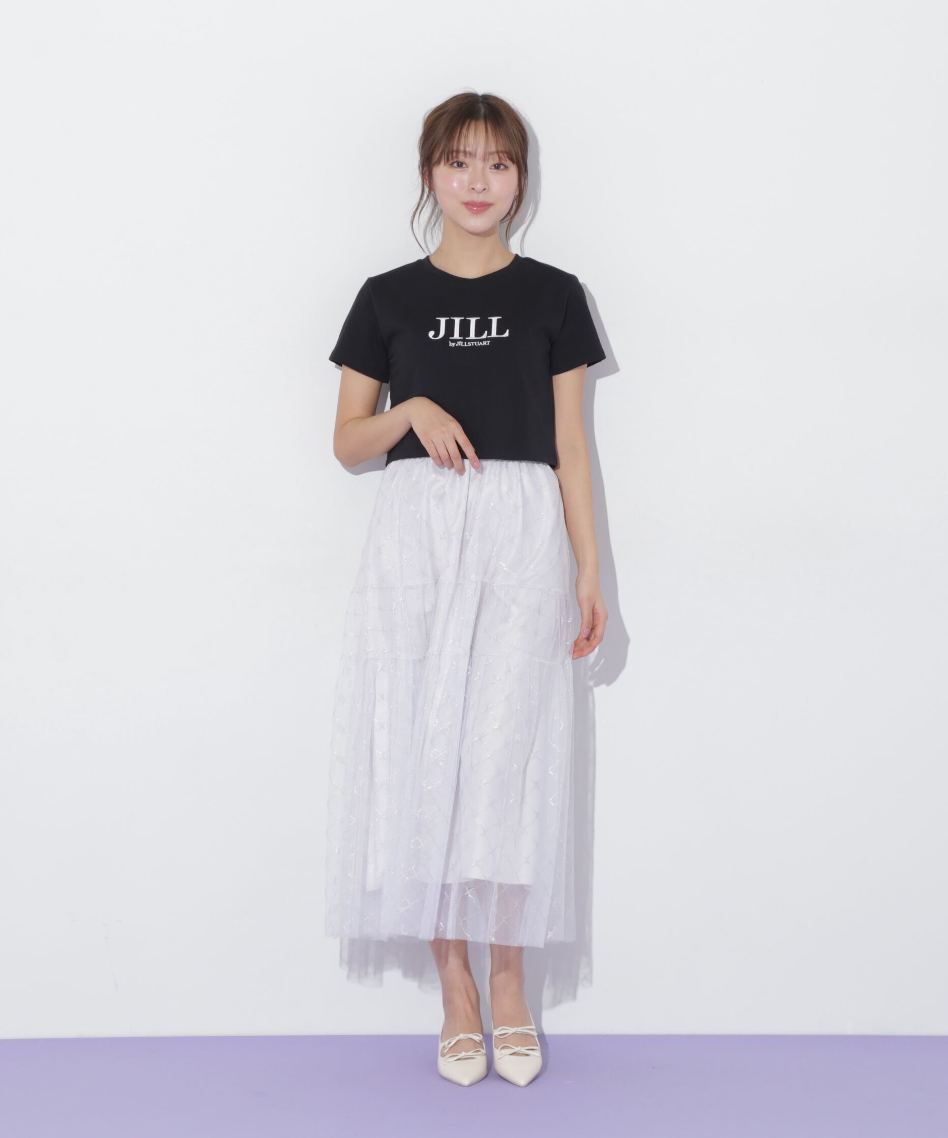  「ショート丈刺繍ロゴTシャツオーガニックコットン」|Tシャツ・カットソー|