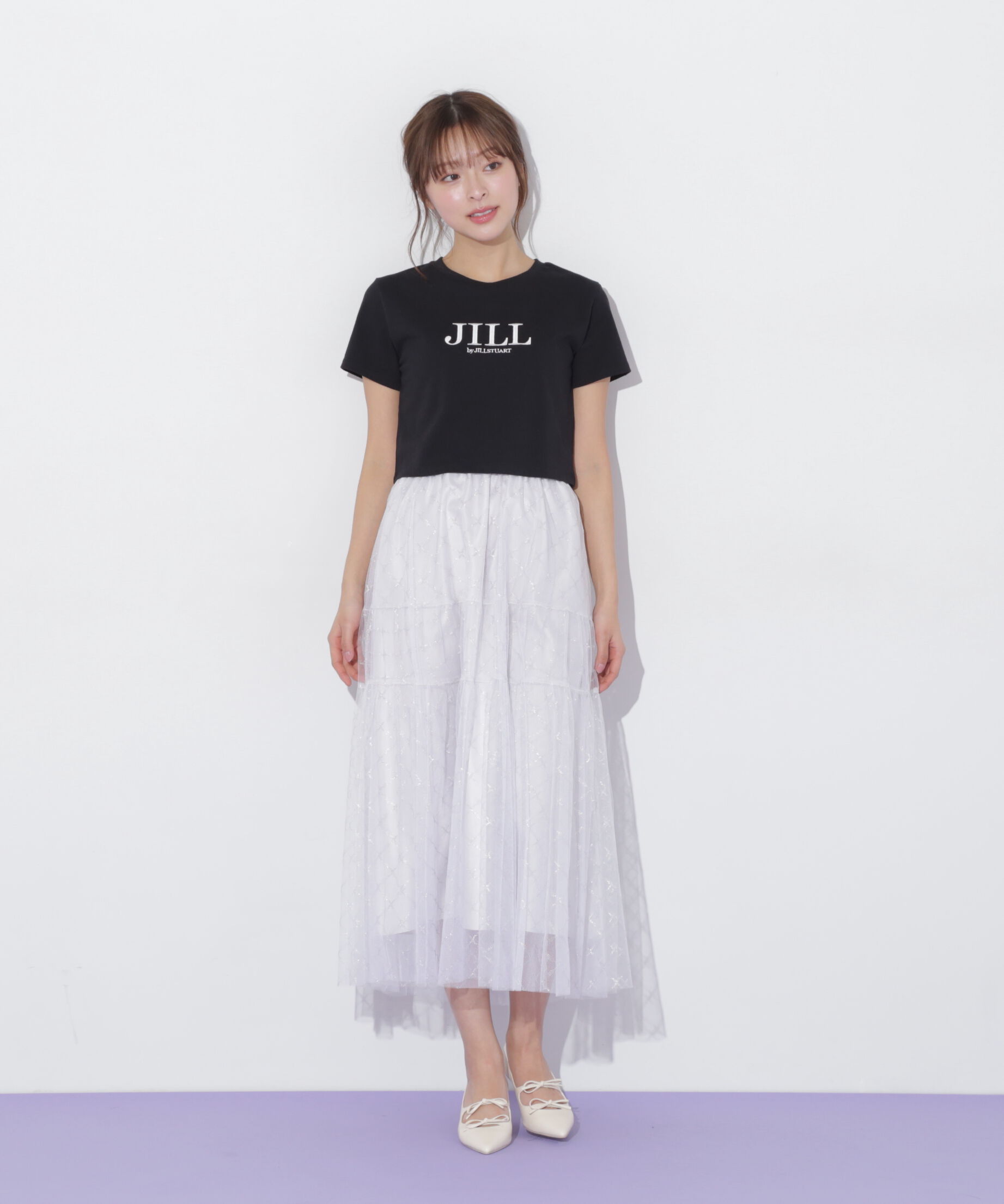  「ショート丈刺繍ロゴTシャツオーガニックコットン」|Tシャツ・カットソー|