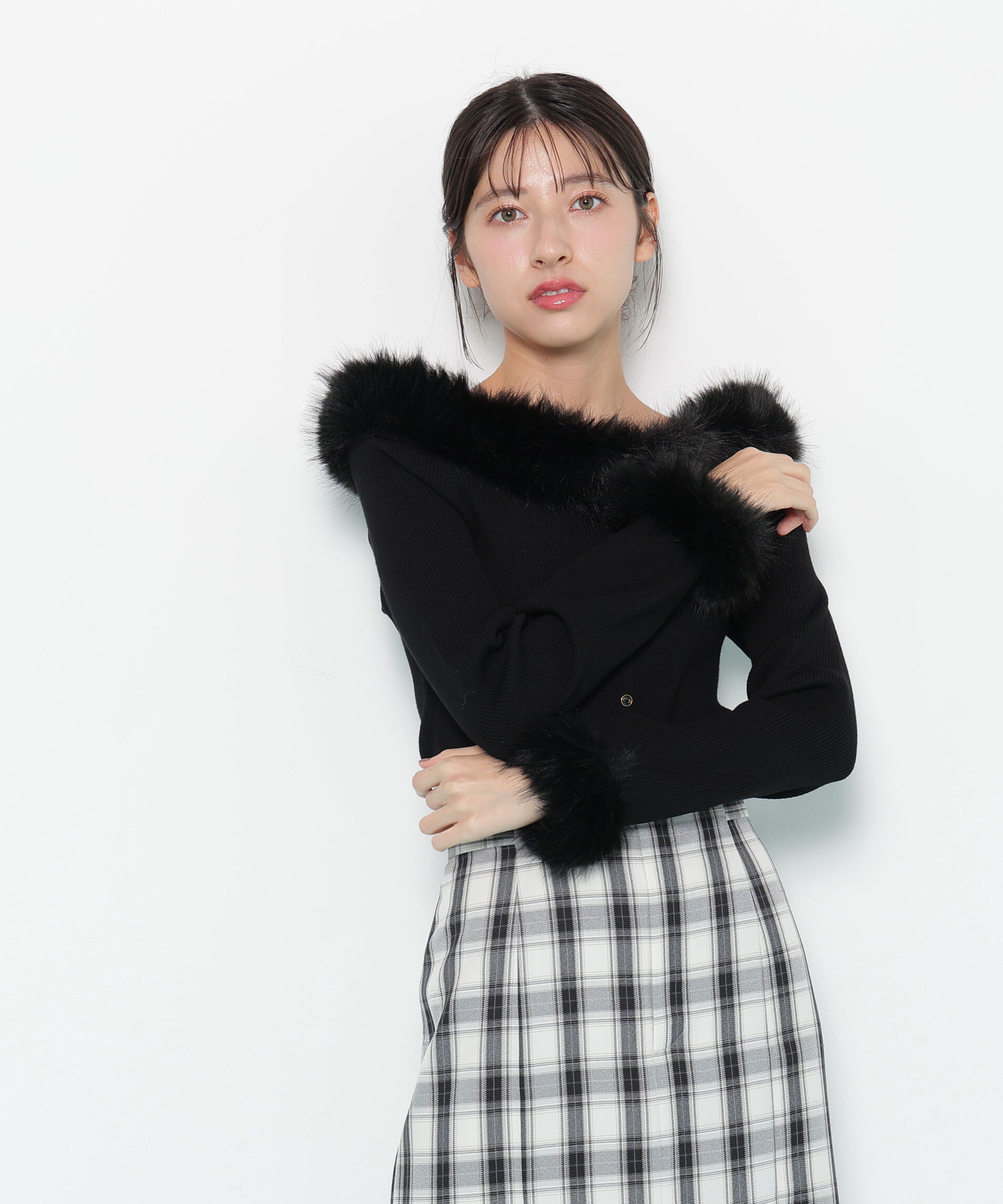  「フェイクファートリムニット」|ニット・セーター|