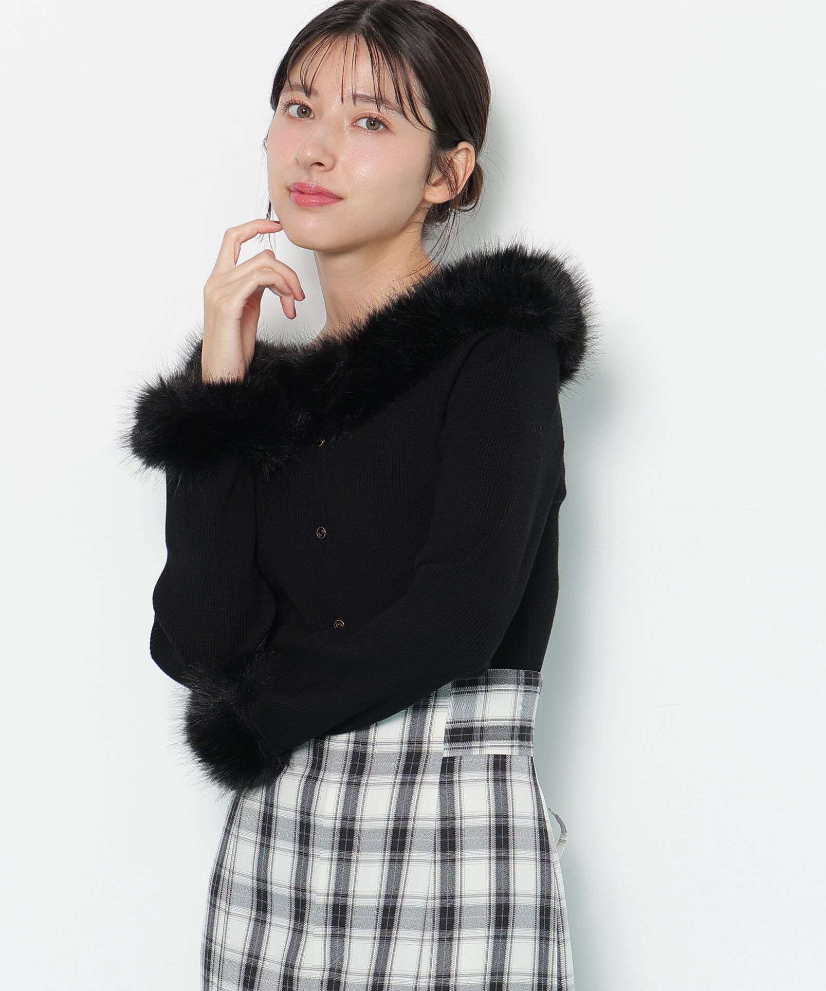  「フェイクファートリムニット」|ニット・セーター|