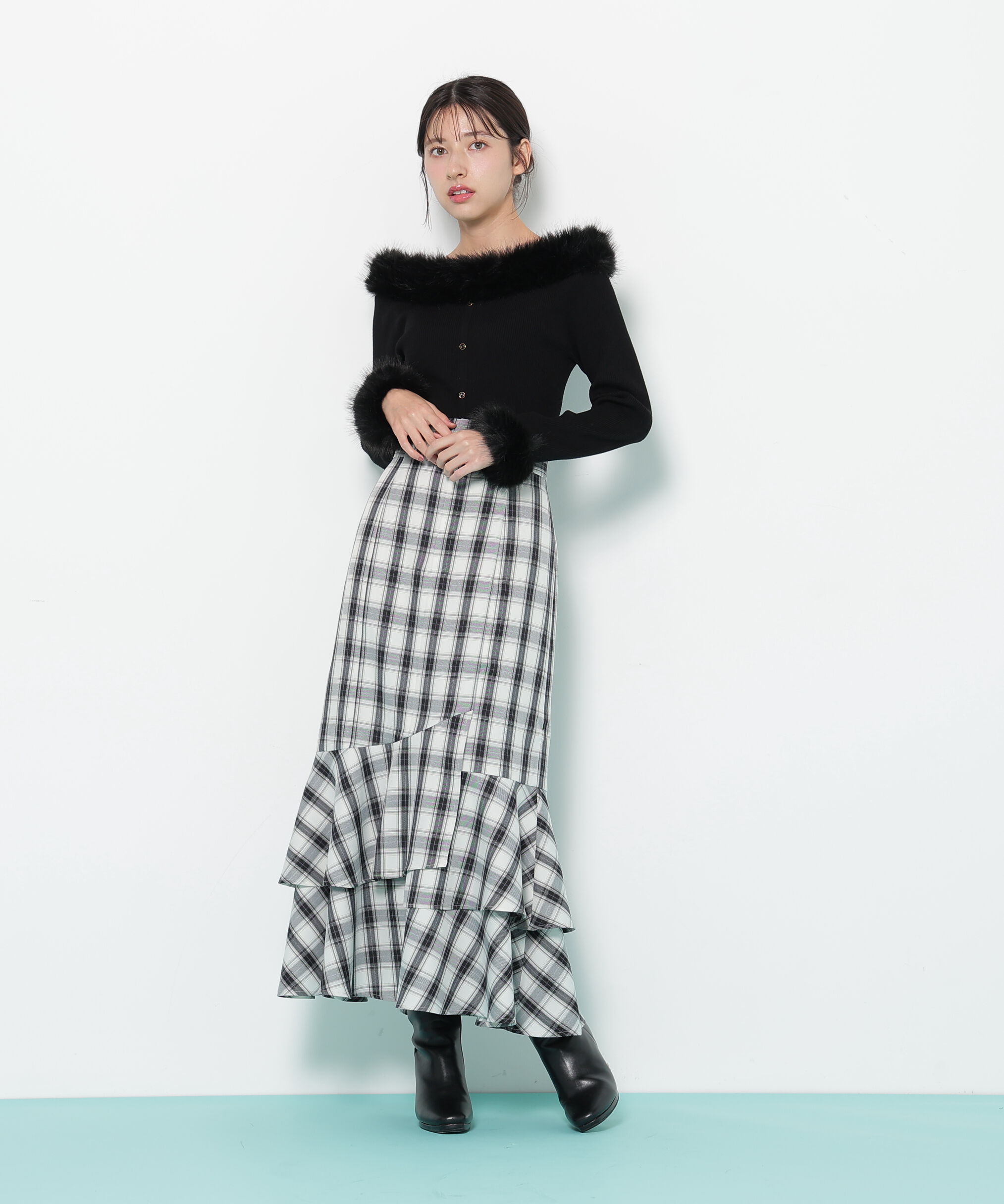  「フェイクファートリムニット」|ニット・セーター|