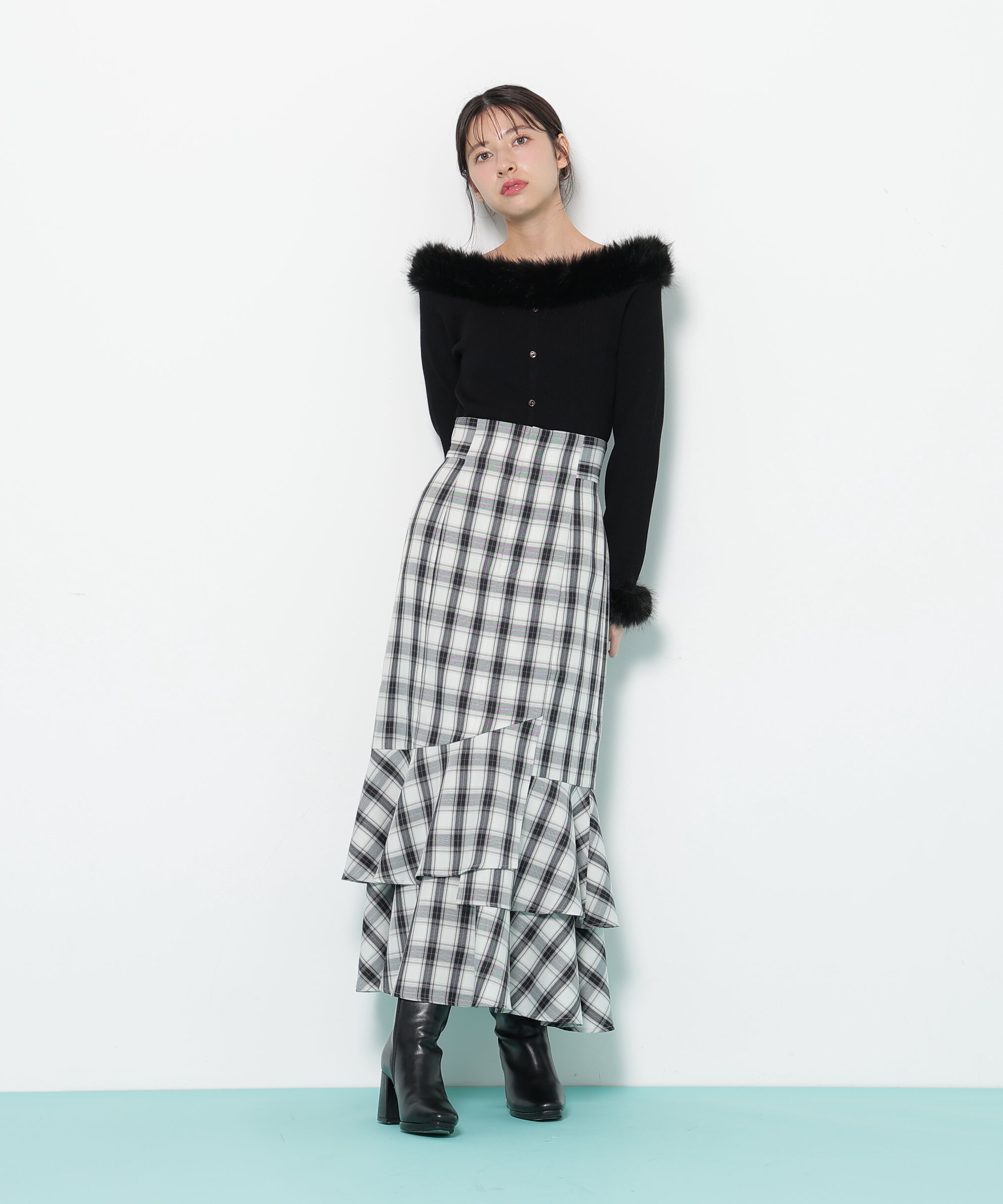  「フェイクファートリムニット」|ニット・セーター|