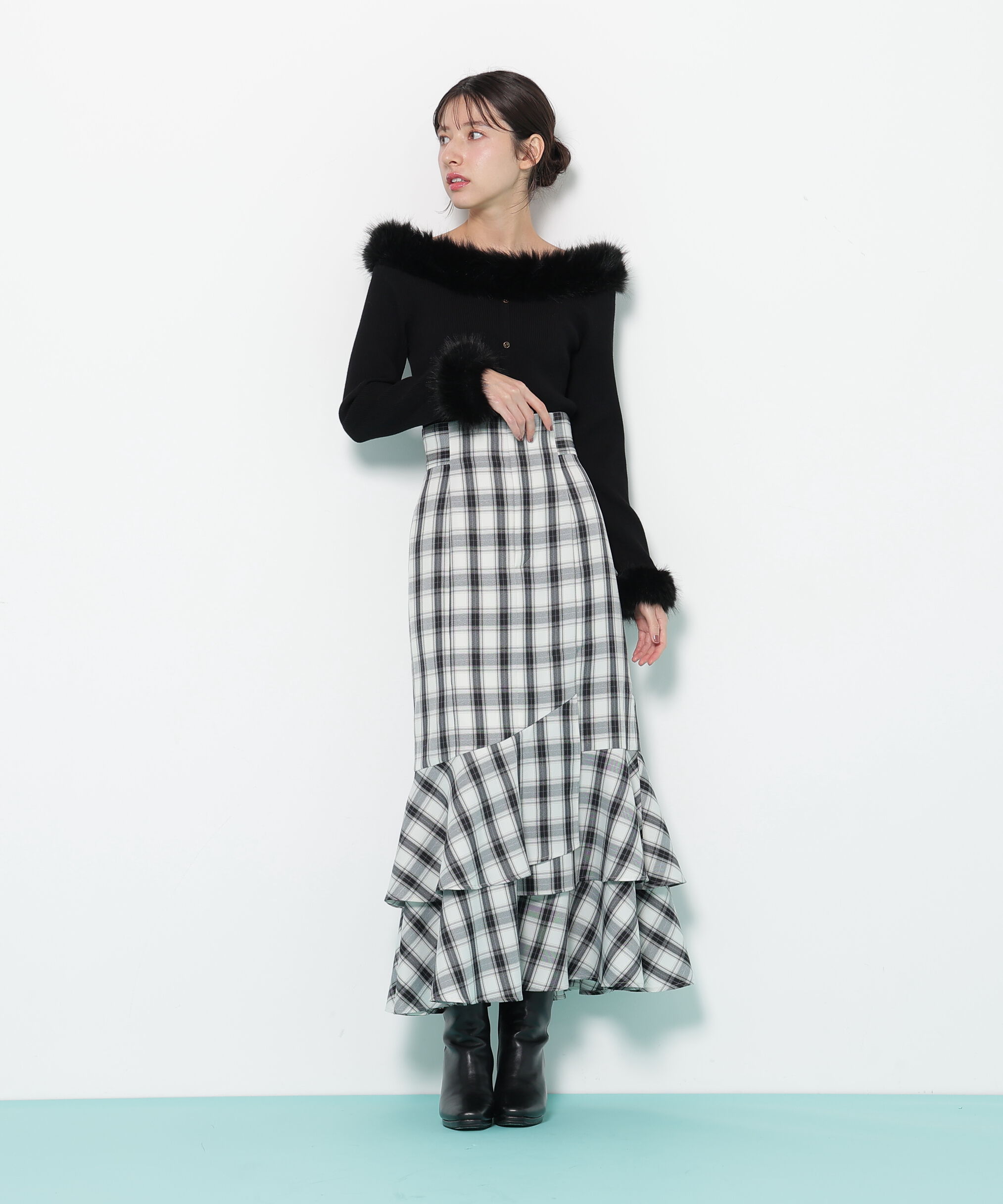  「フェイクファートリムニット」|ニット・セーター|