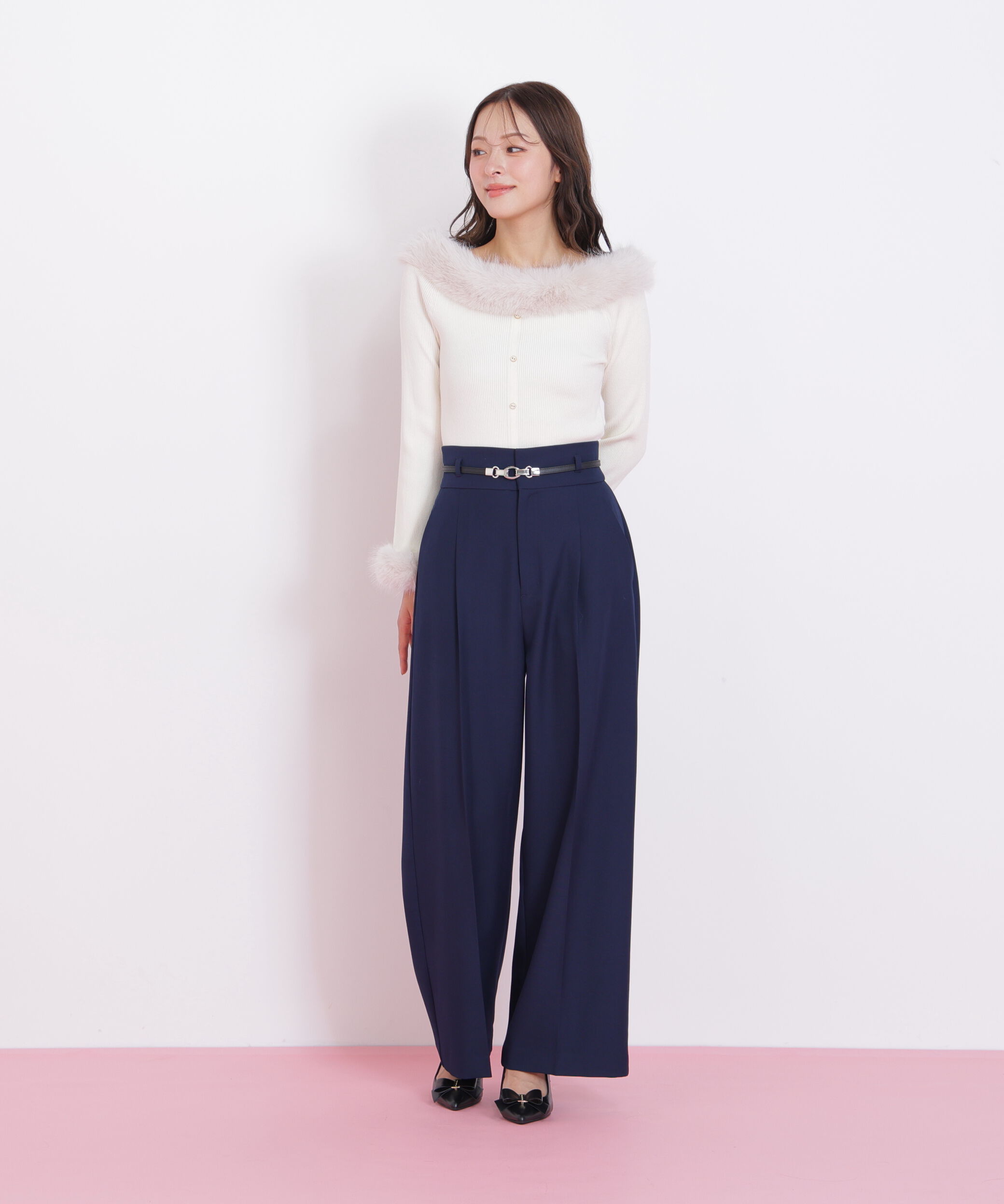  「フェイクファートリムニット」|ニット・セーター|