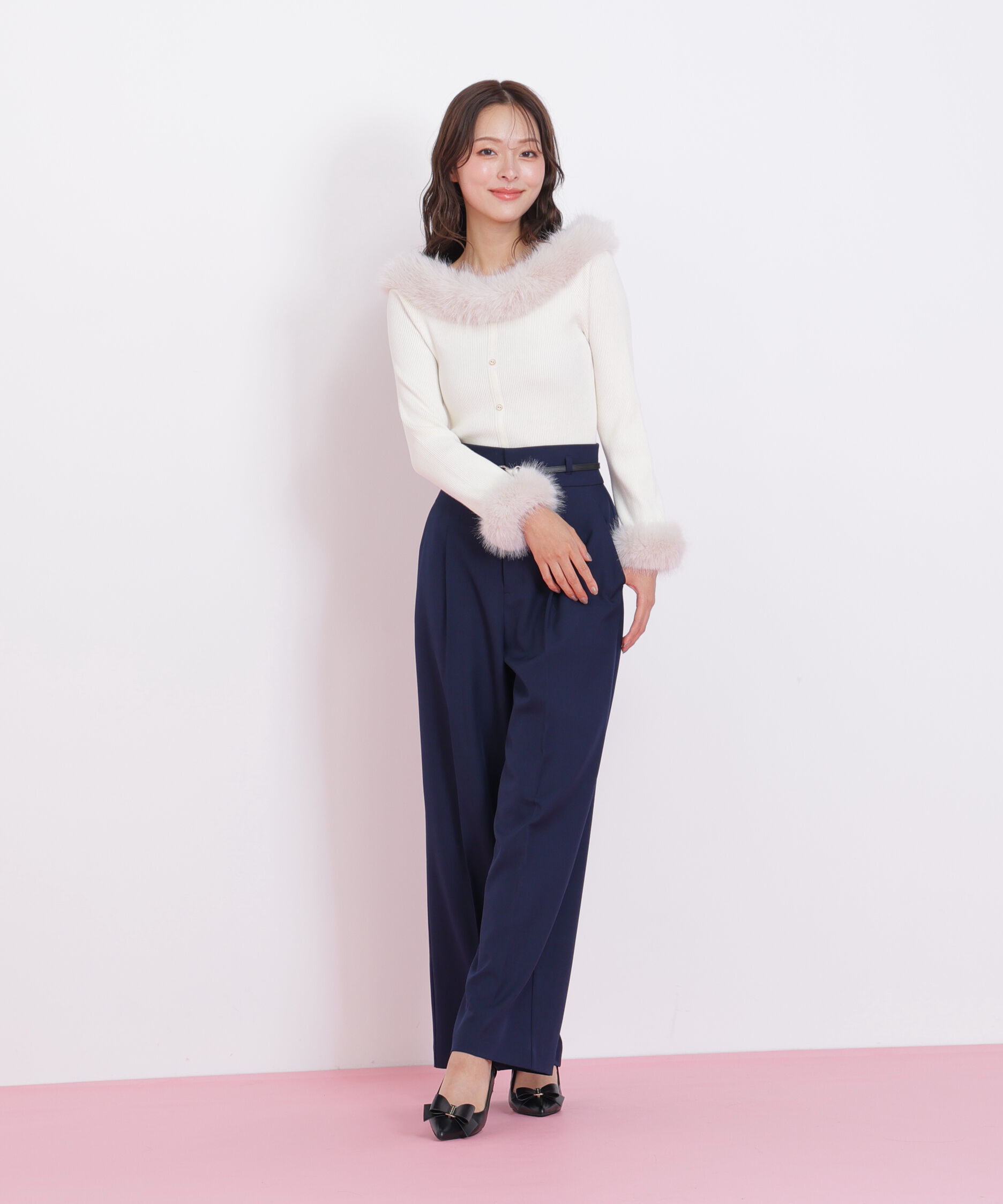  「フェイクファートリムニット」|ニット・セーター|