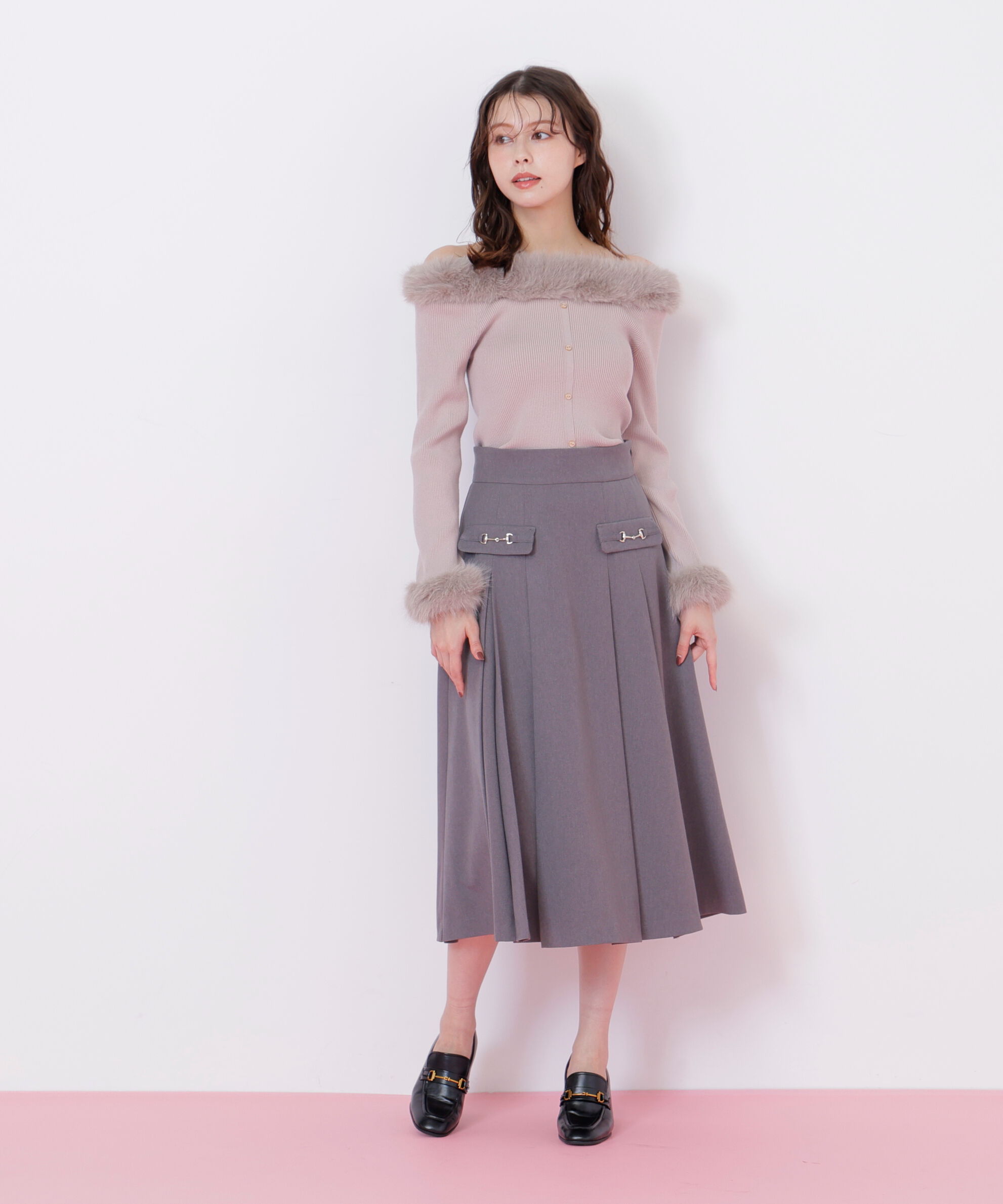  「フェイクファートリムニット」|ニット・セーター|