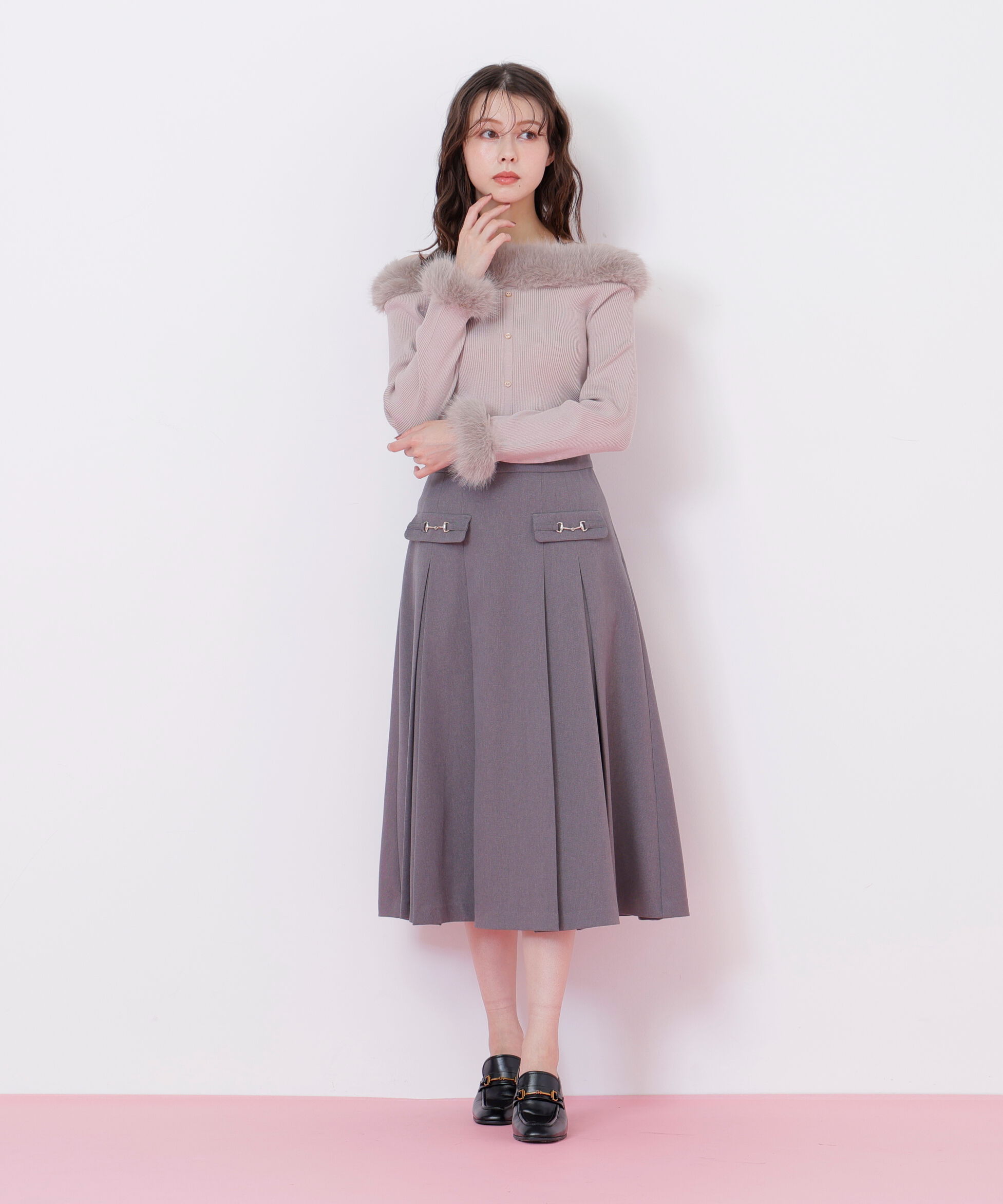  「フェイクファートリムニット」|ニット・セーター|