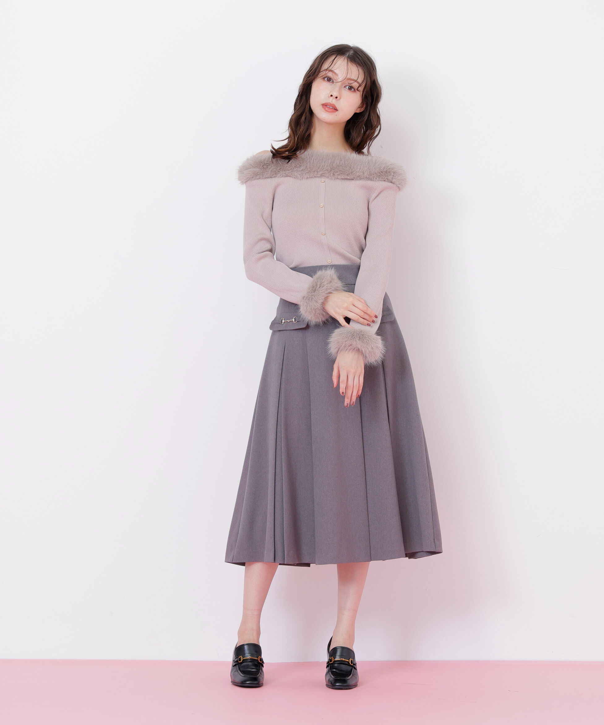  「フェイクファートリムニット」|ニット・セーター|