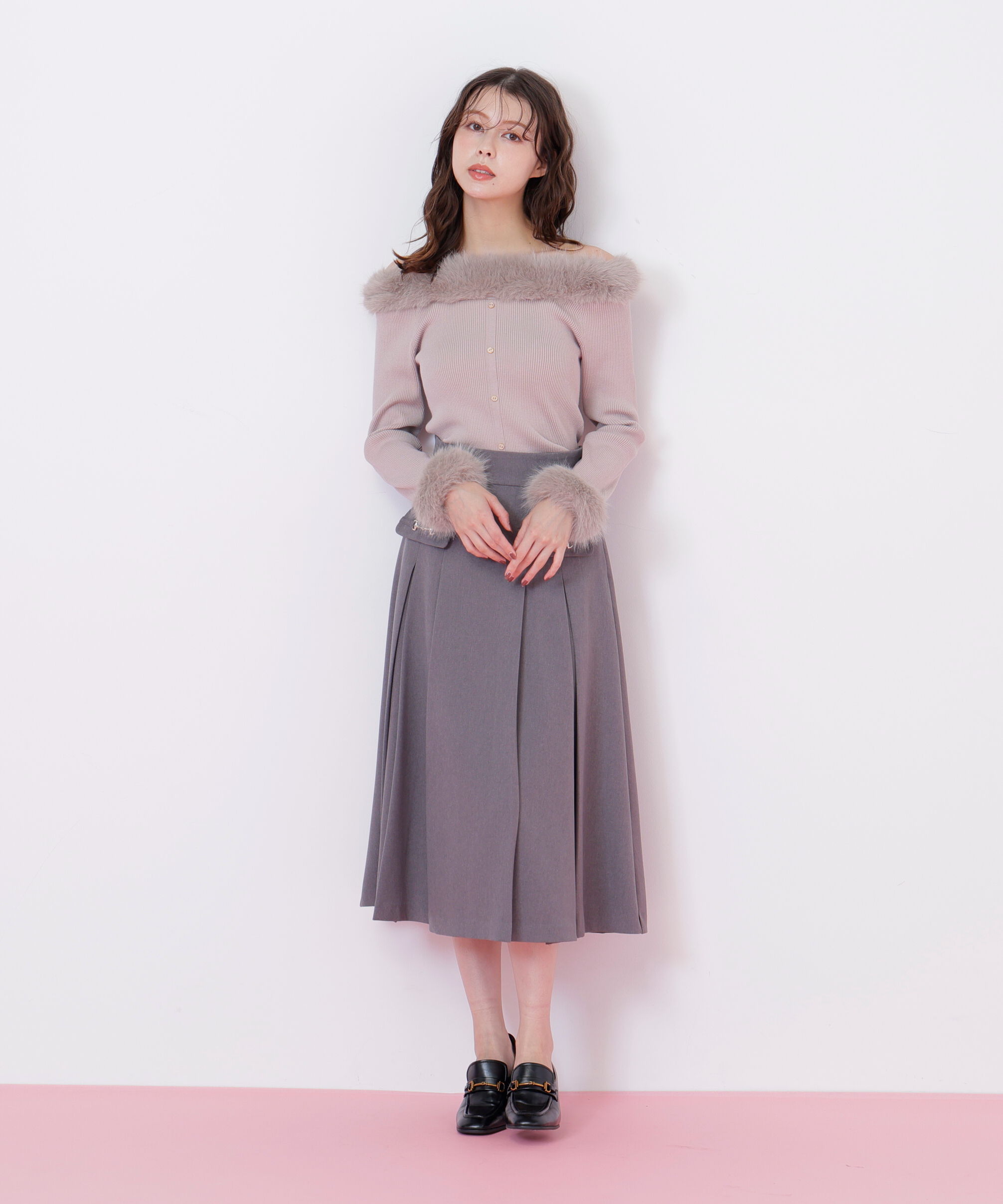  「フェイクファートリムニット」|ニット・セーター|