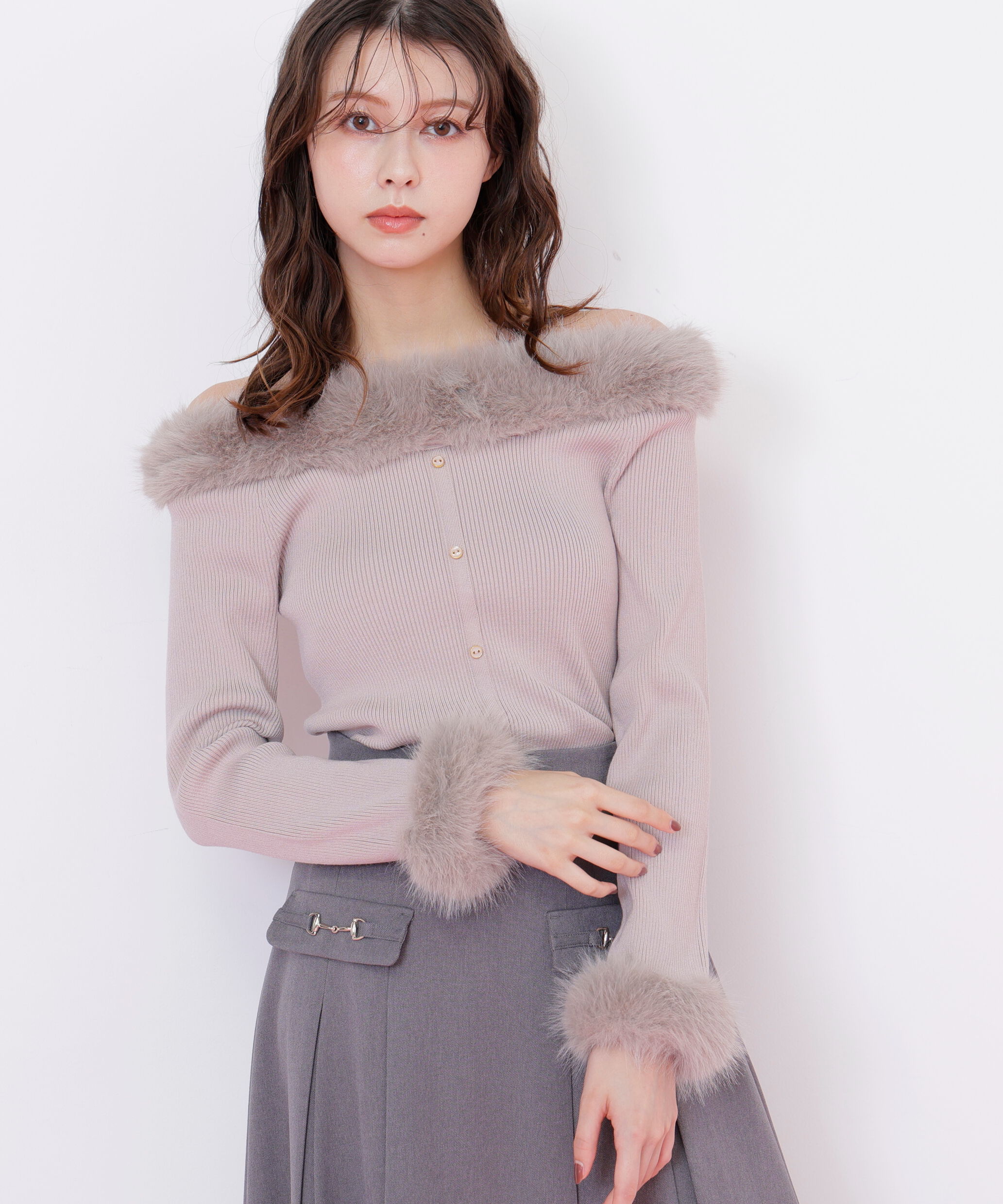  「フェイクファートリムニット」|ニット・セーター|