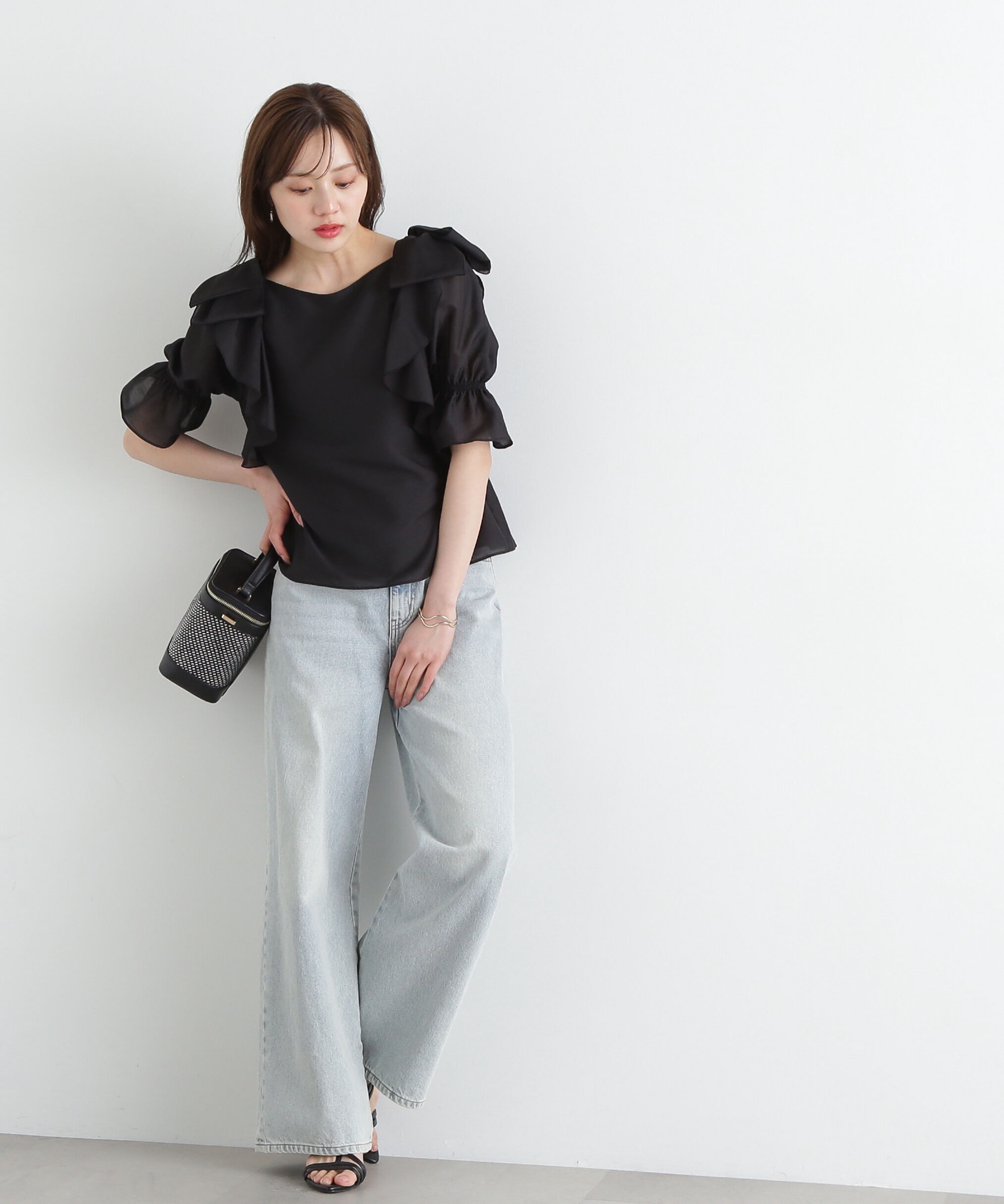 PROPORTION BODY DRESSING「リボンラッフルブラウス5分袖」|シャツ・ブラウス|