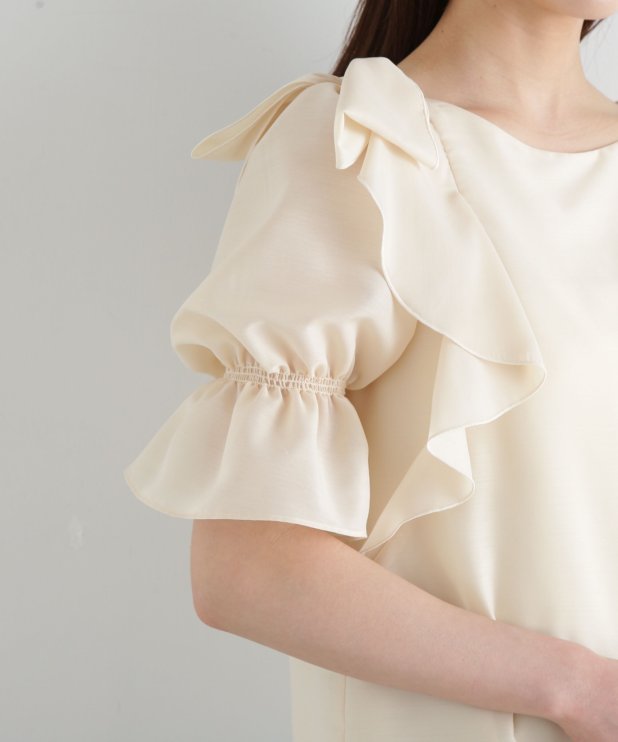 PROPORTION BODY DRESSING「リボンラッフルブラウス5分袖」|シャツ・ブラウス|