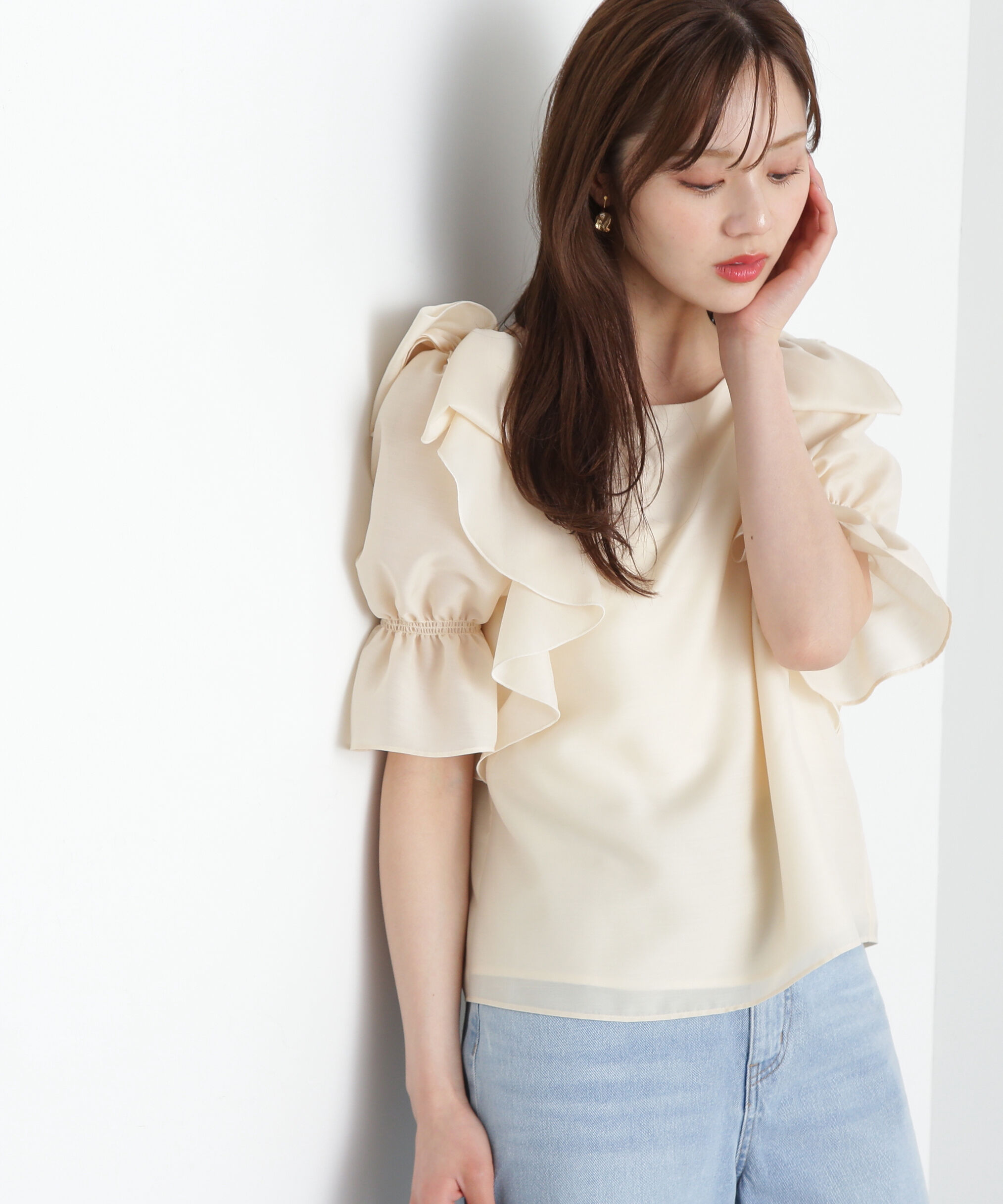 PROPORTION BODY DRESSING「リボンラッフルブラウス5分袖」|シャツ・ブラウス|