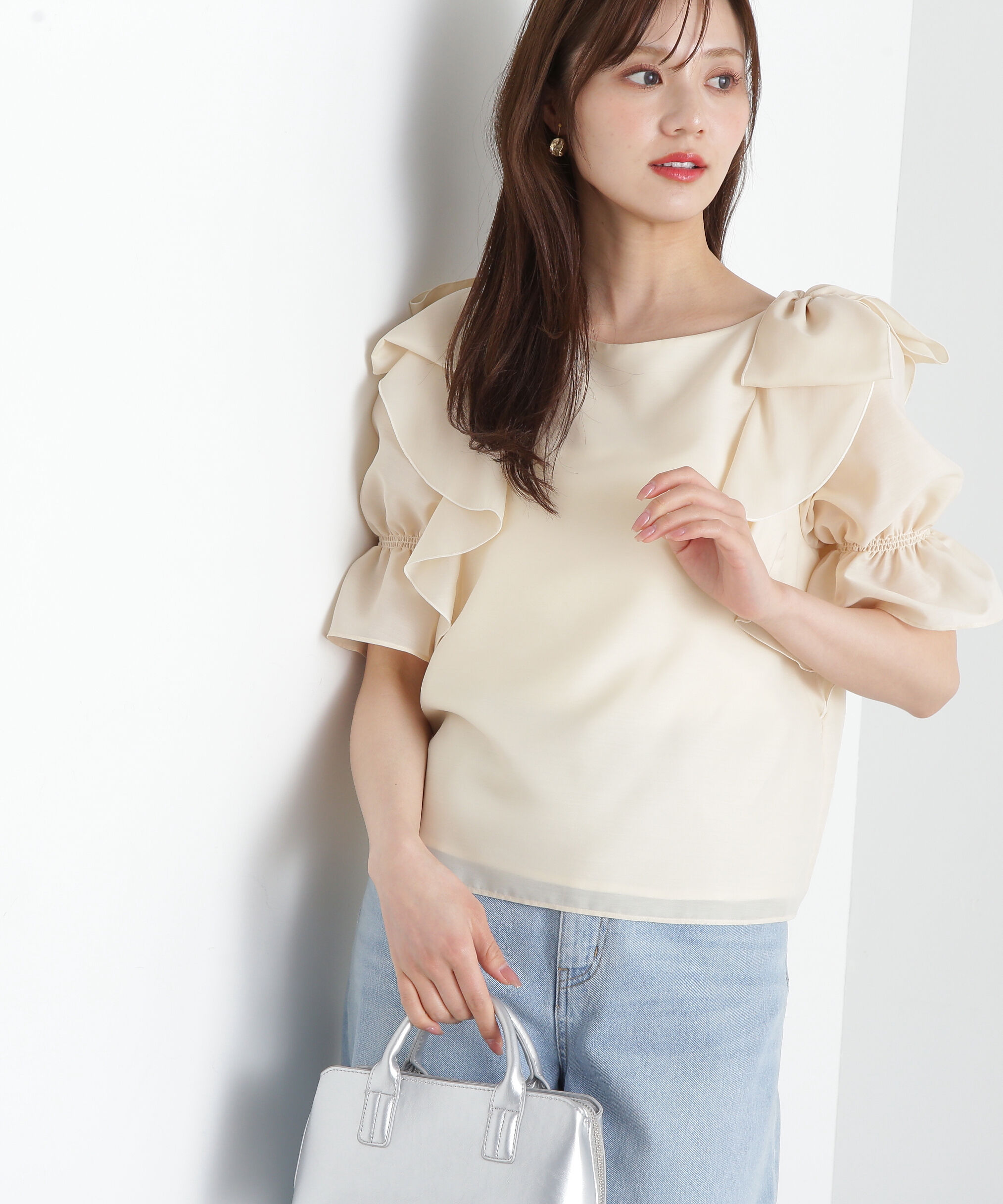 PROPORTION BODY DRESSING「リボンラッフルブラウス5分袖」|シャツ・ブラウス|