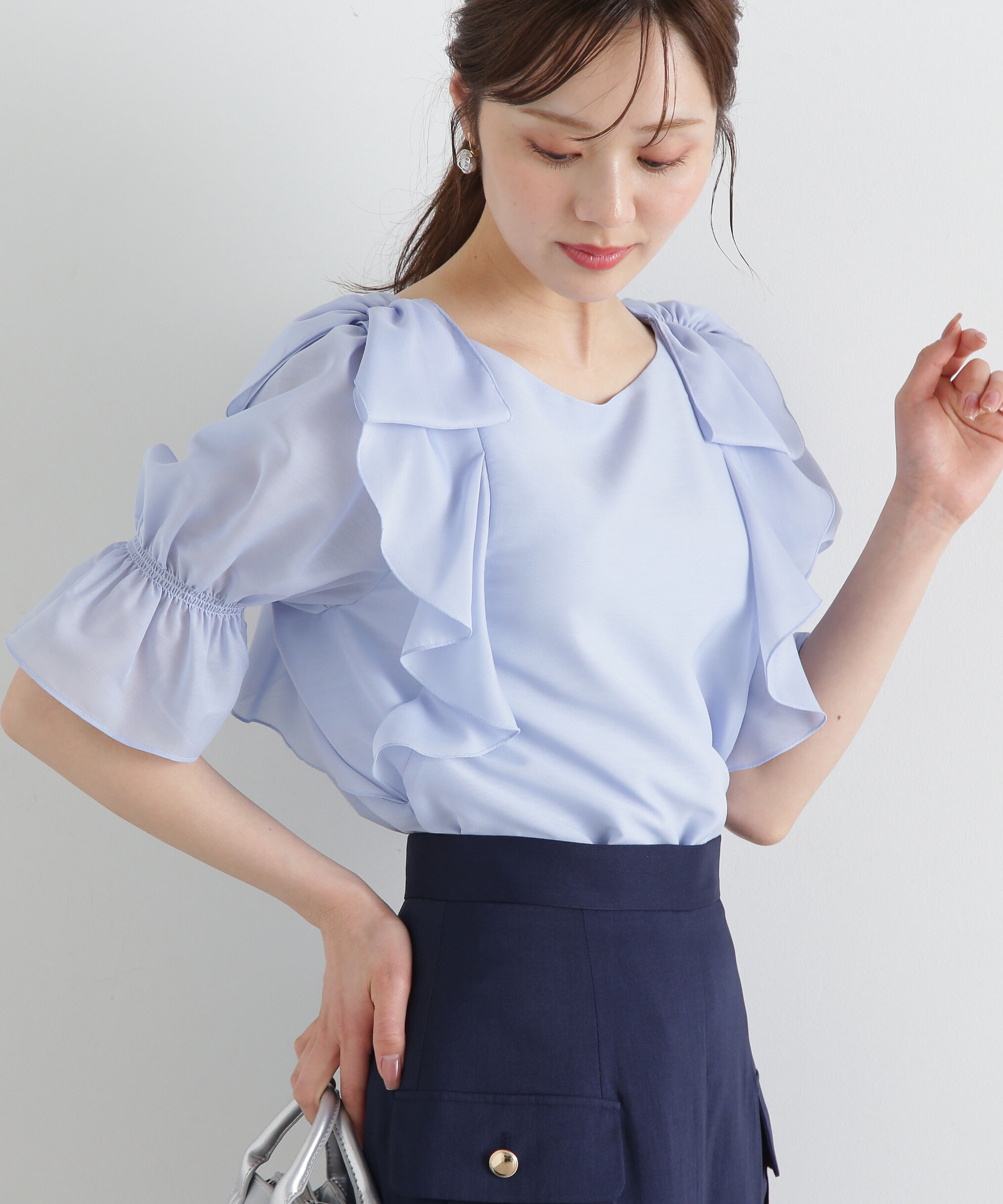 PROPORTION BODY DRESSING「リボンラッフルブラウス5分袖」|シャツ・ブラウス|