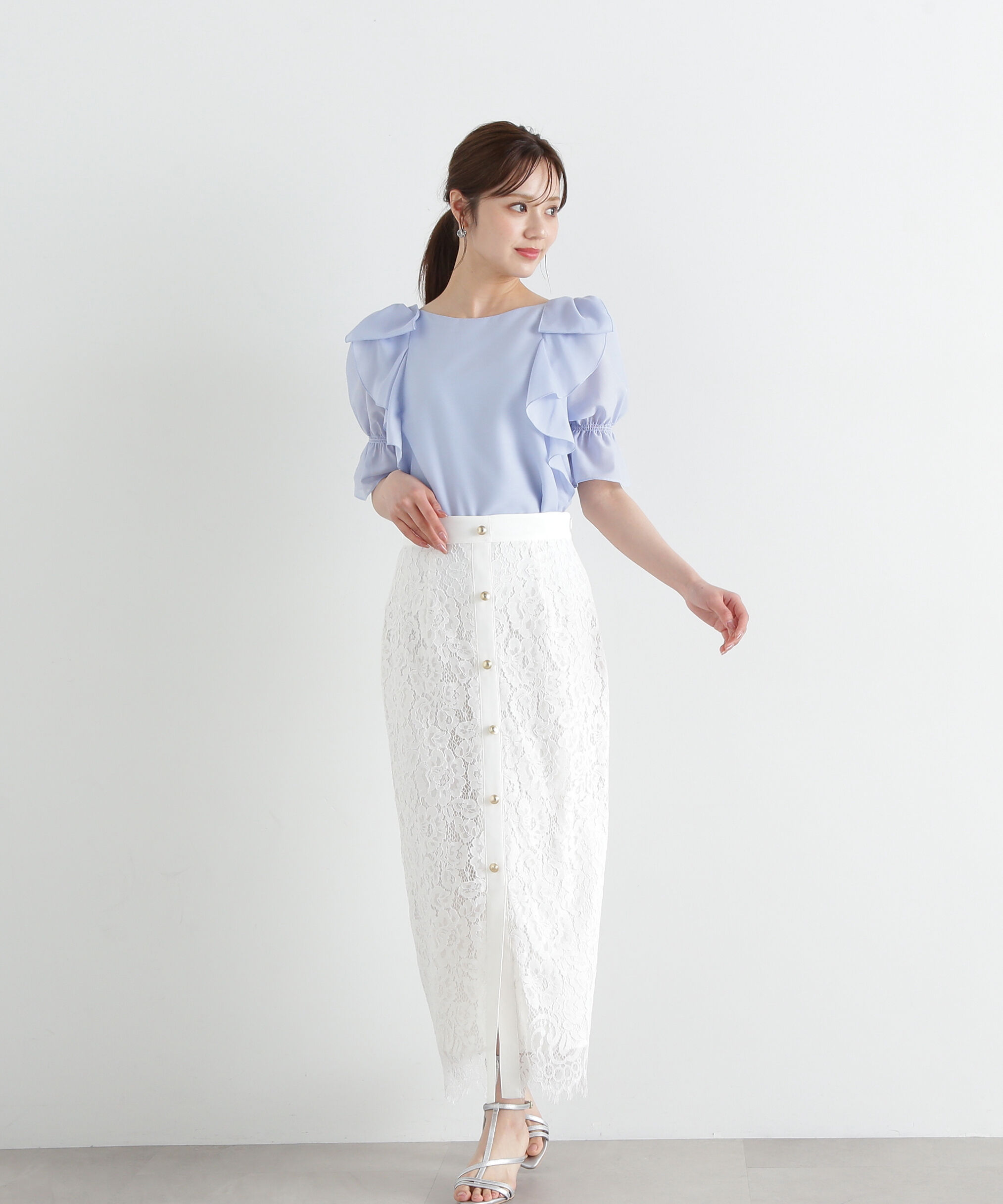 PROPORTION BODY DRESSING「リボンラッフルブラウス5分袖」|シャツ・ブラウス|