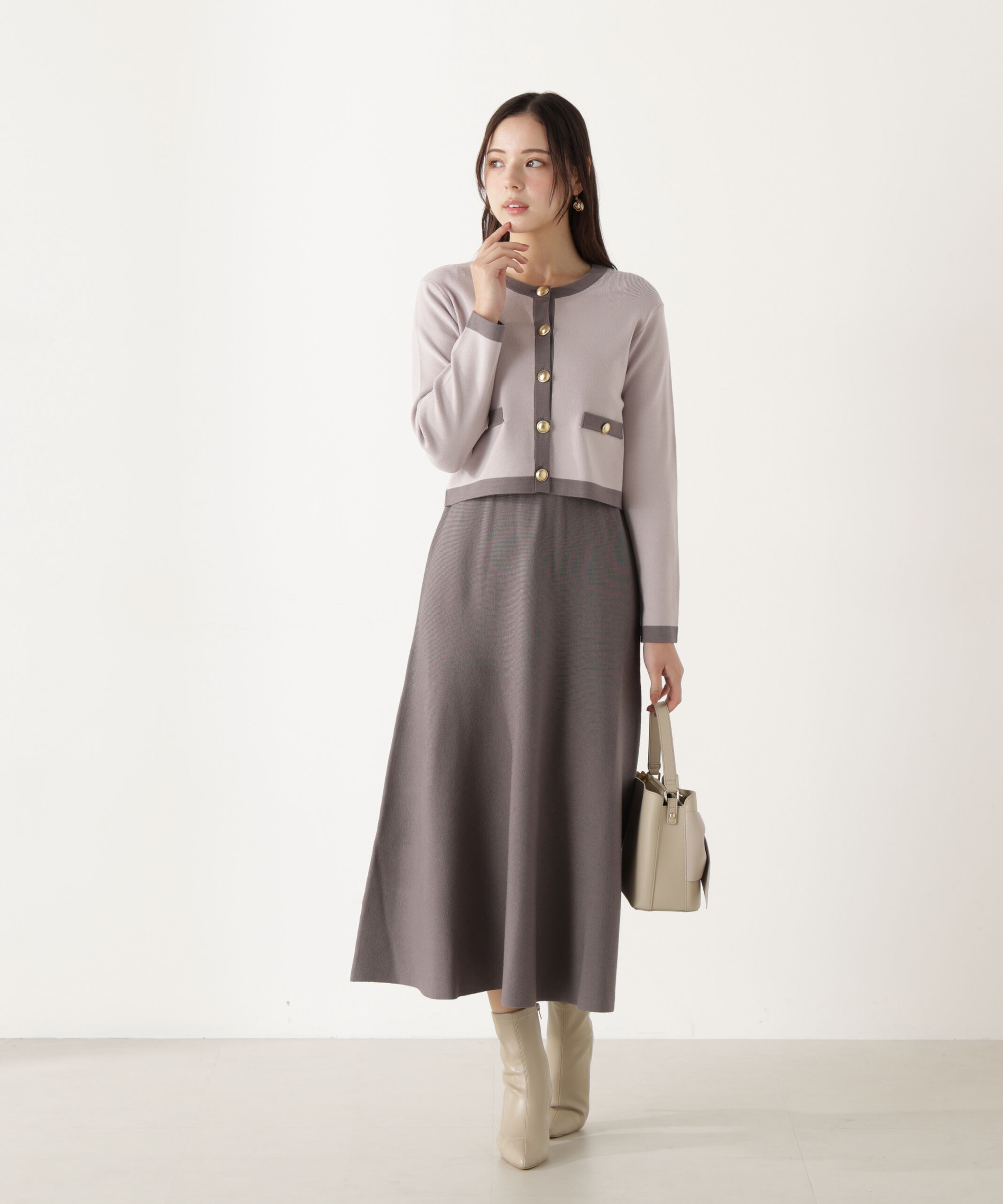 PROPORTION BODY DRESSING「バイカラーカーデセットアップ」|ワンピース|