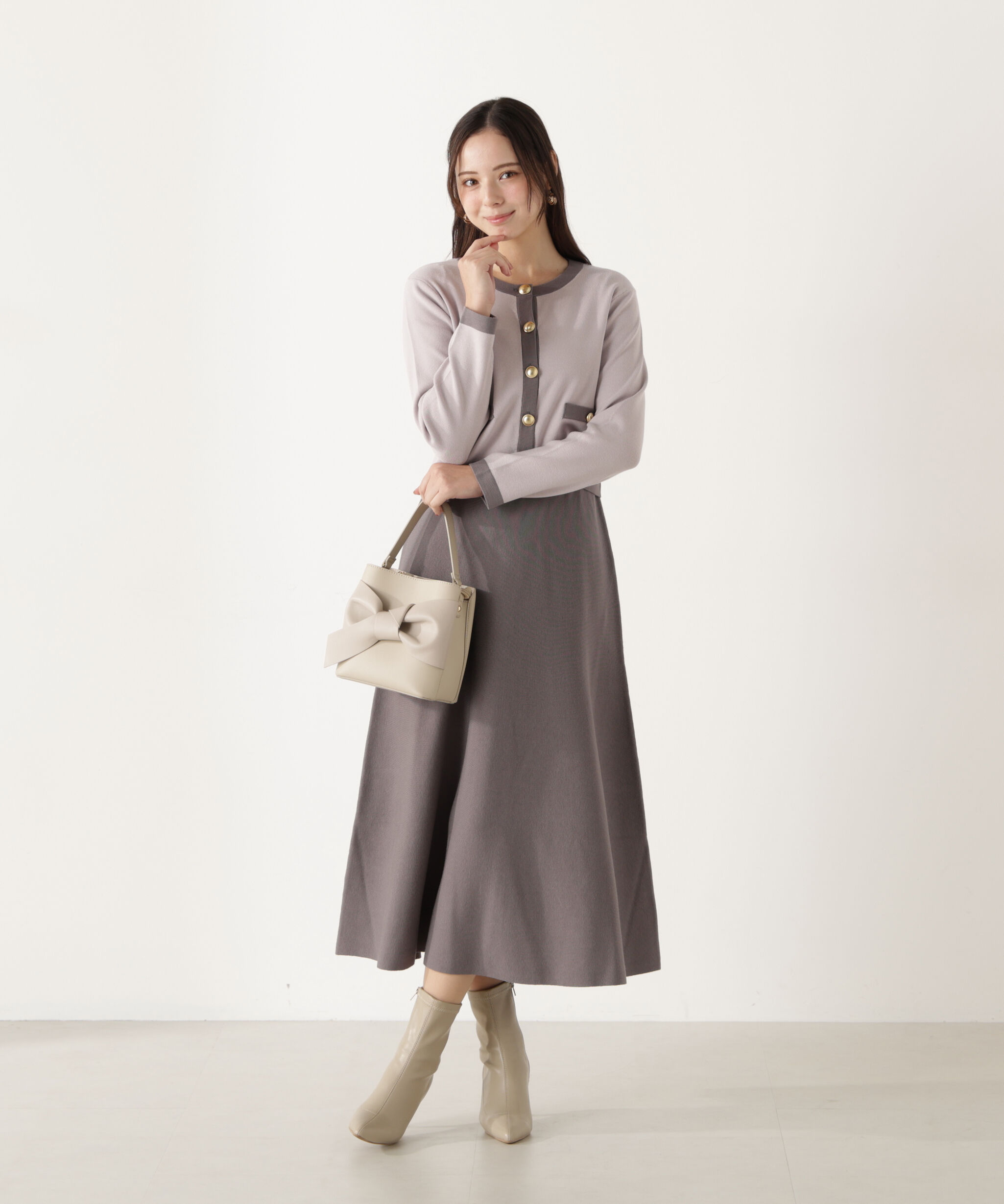 PROPORTION BODY DRESSING「バイカラーカーデセットアップ」|ワンピース|