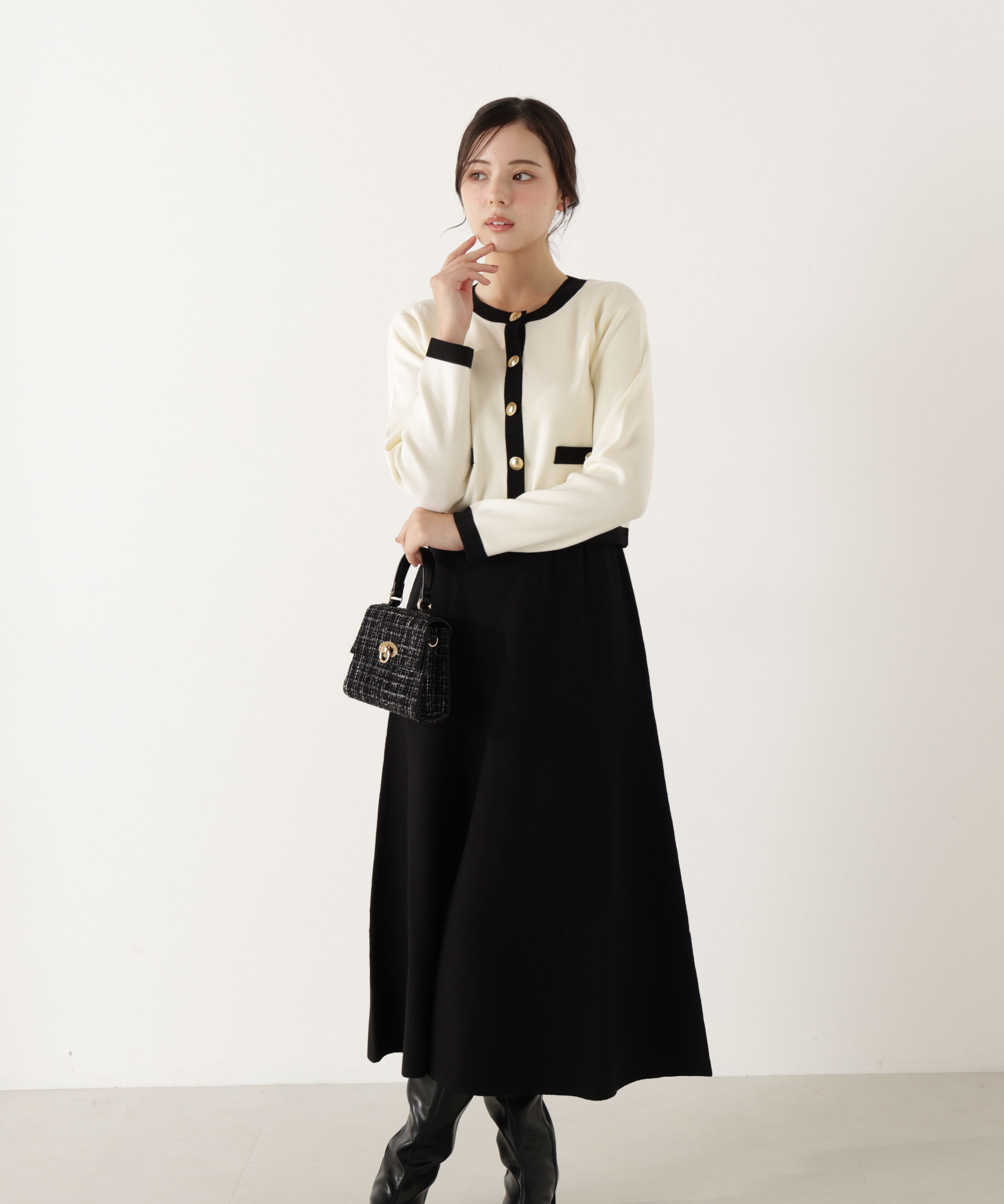 PROPORTION BODY DRESSING「バイカラーカーデセットアップ」|ワンピース|