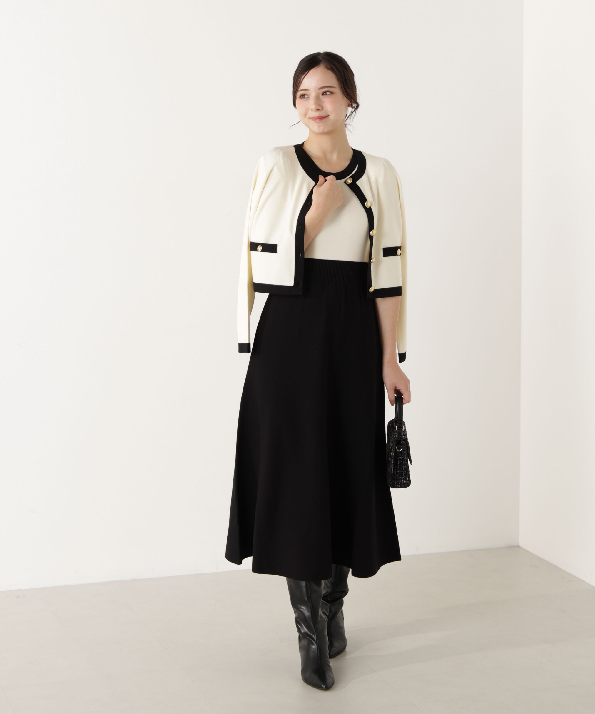 PROPORTION BODY DRESSING「バイカラーカーデセットアップ」|ワンピース|