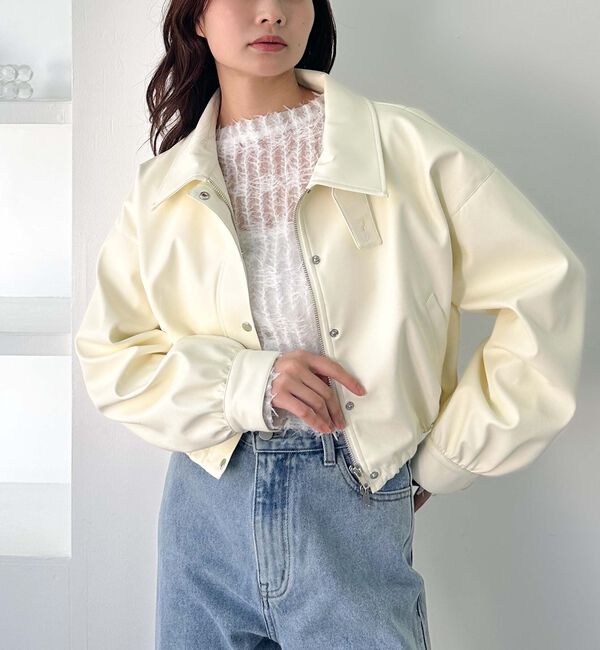 archives「２ｗａｙカラーフェイクレザーショートブルゾン」|その他|IVORY