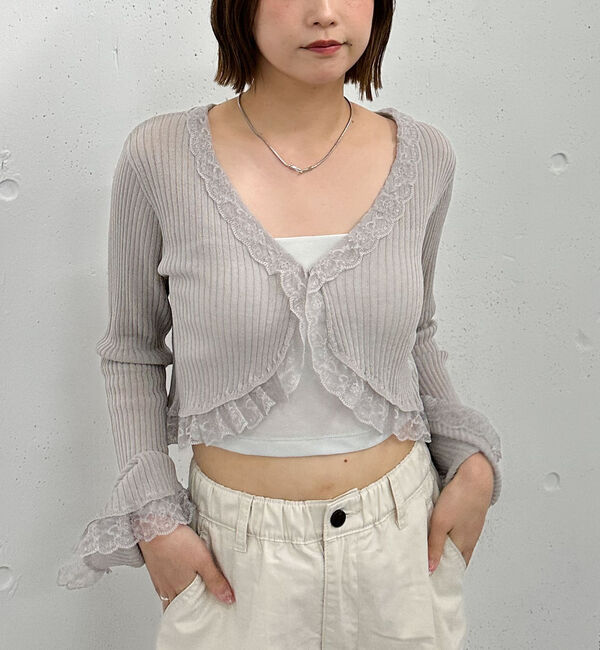 archives「レーストリミングニットカーディガン」|カーディガン|