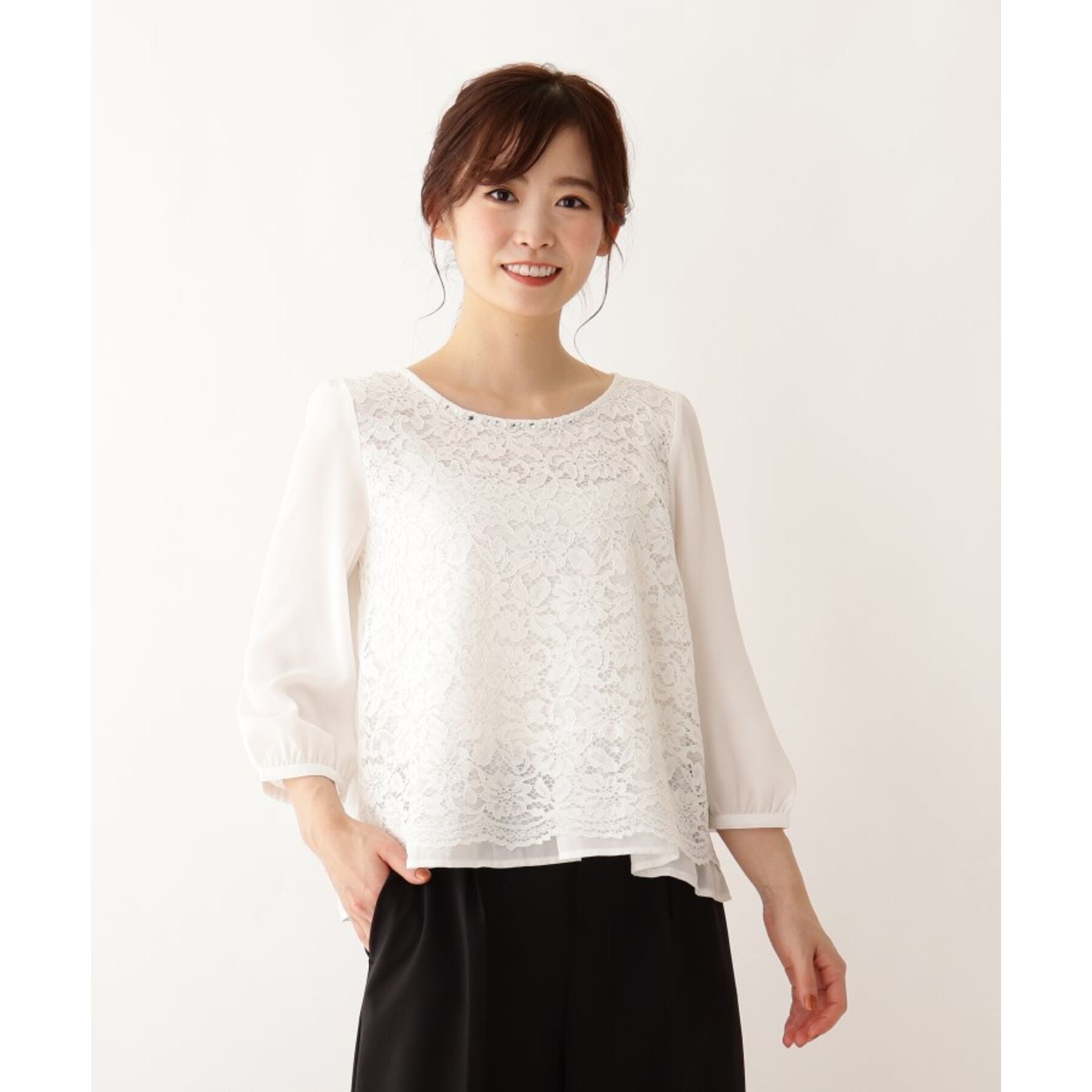 SHOO･LA･RUE「【S-3L】レースビジューブラウス」|シャツ・ブラウス|